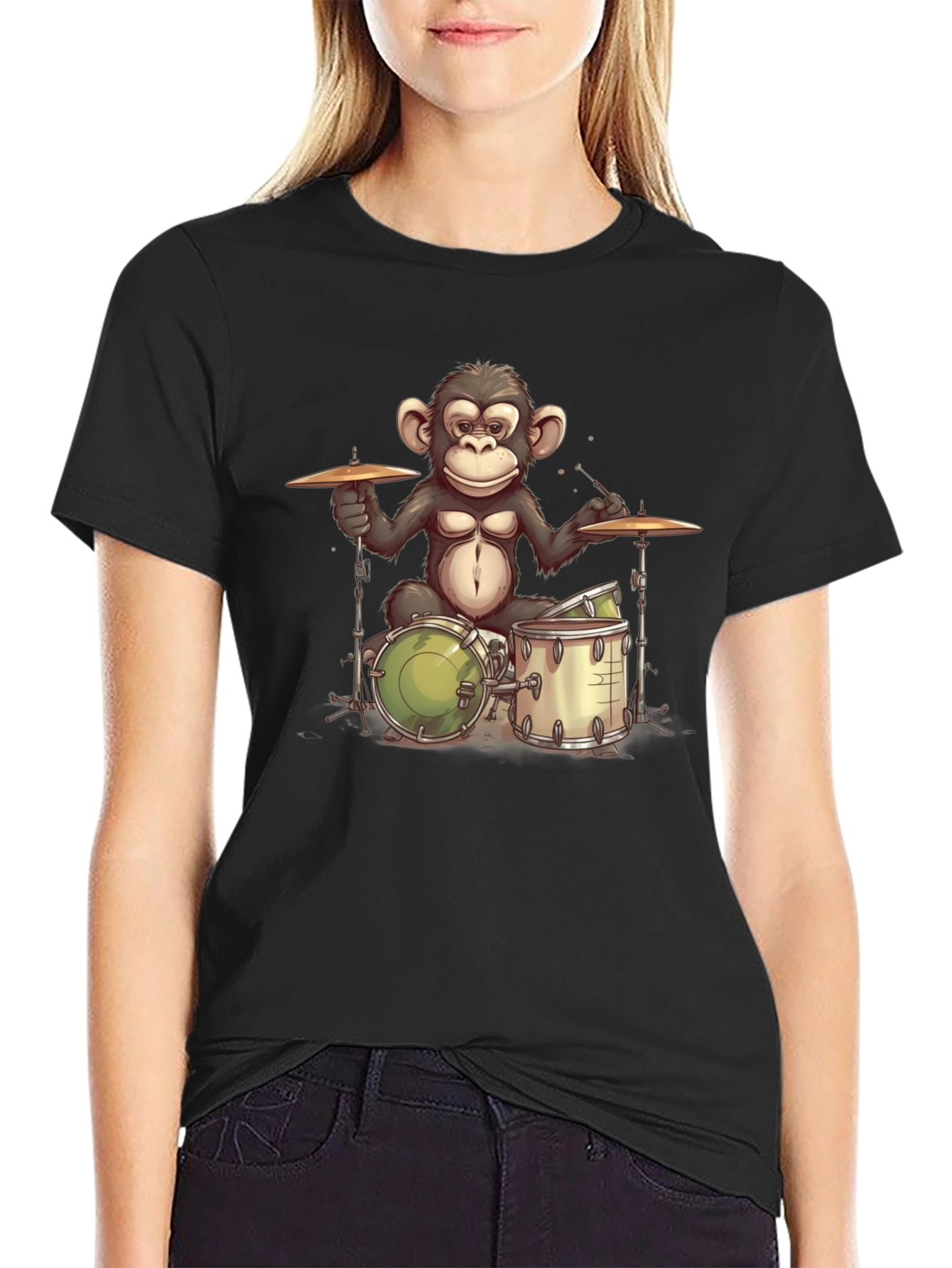 Monkey Drummer Graphic T-Shirt