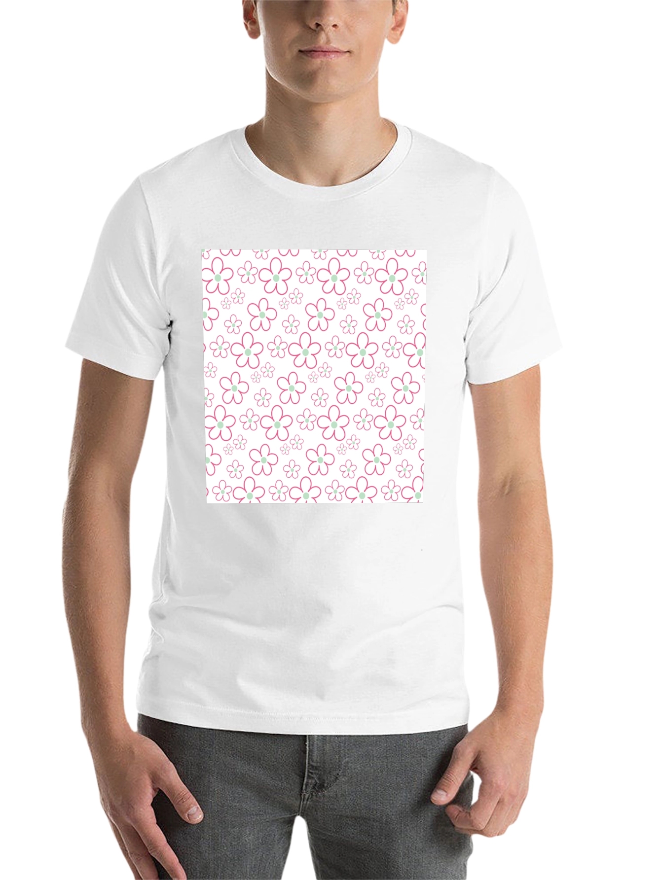 Floral Pattern T-Shirt - Black