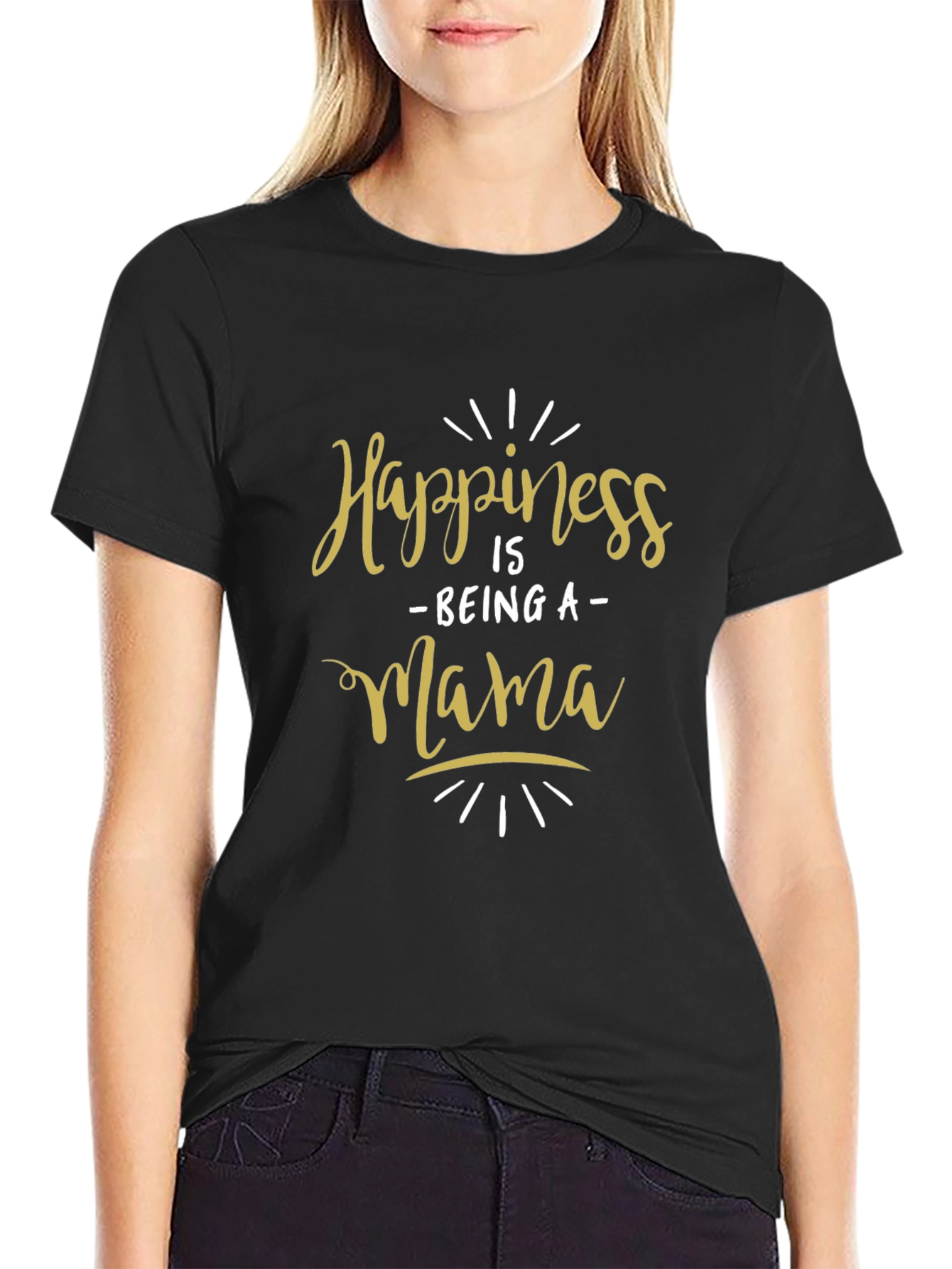 Happiness Is Being a Mama Black T-Shirt