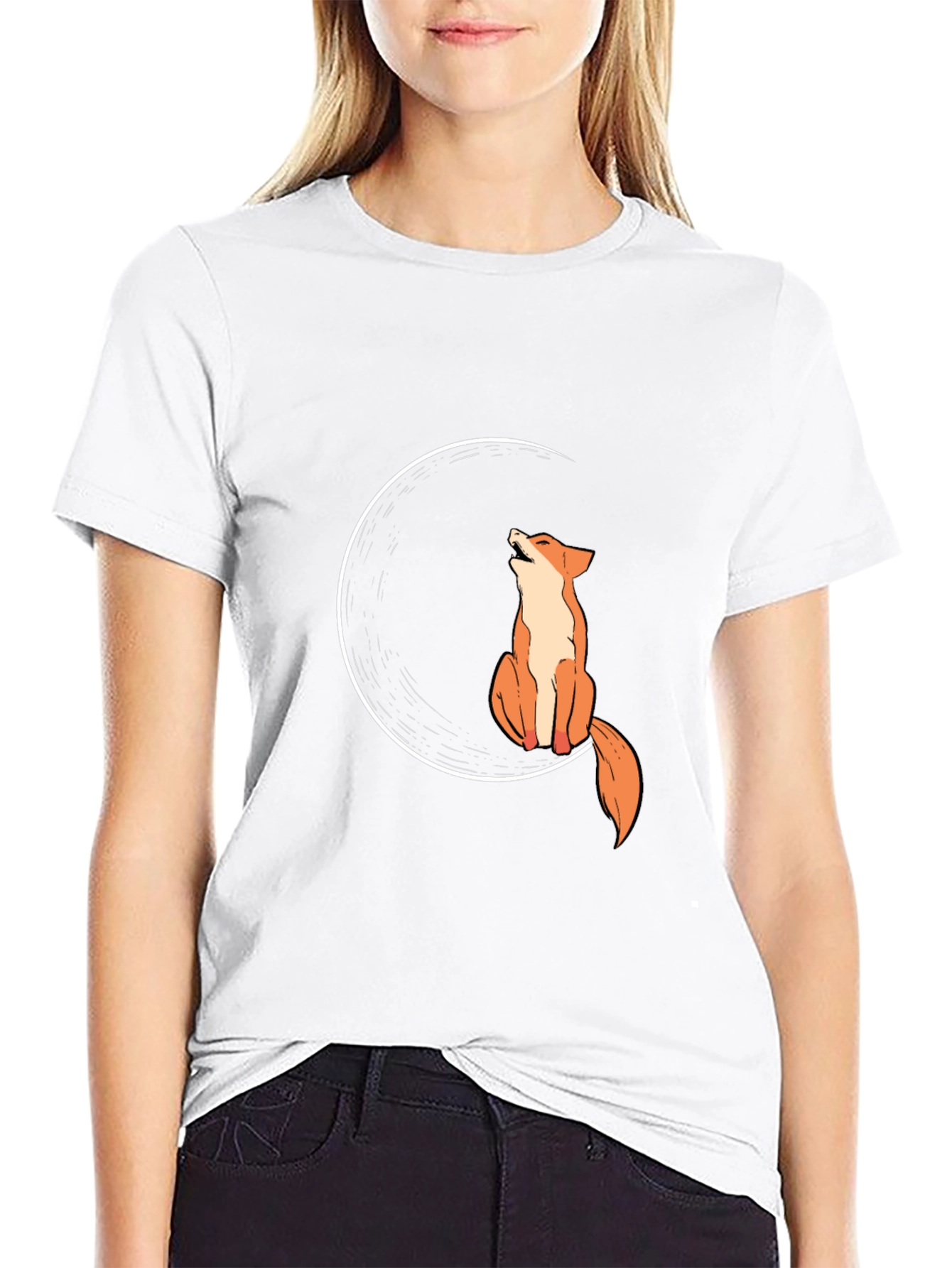Fox Moon Black T-Shirt - Stylish Graphic Tee