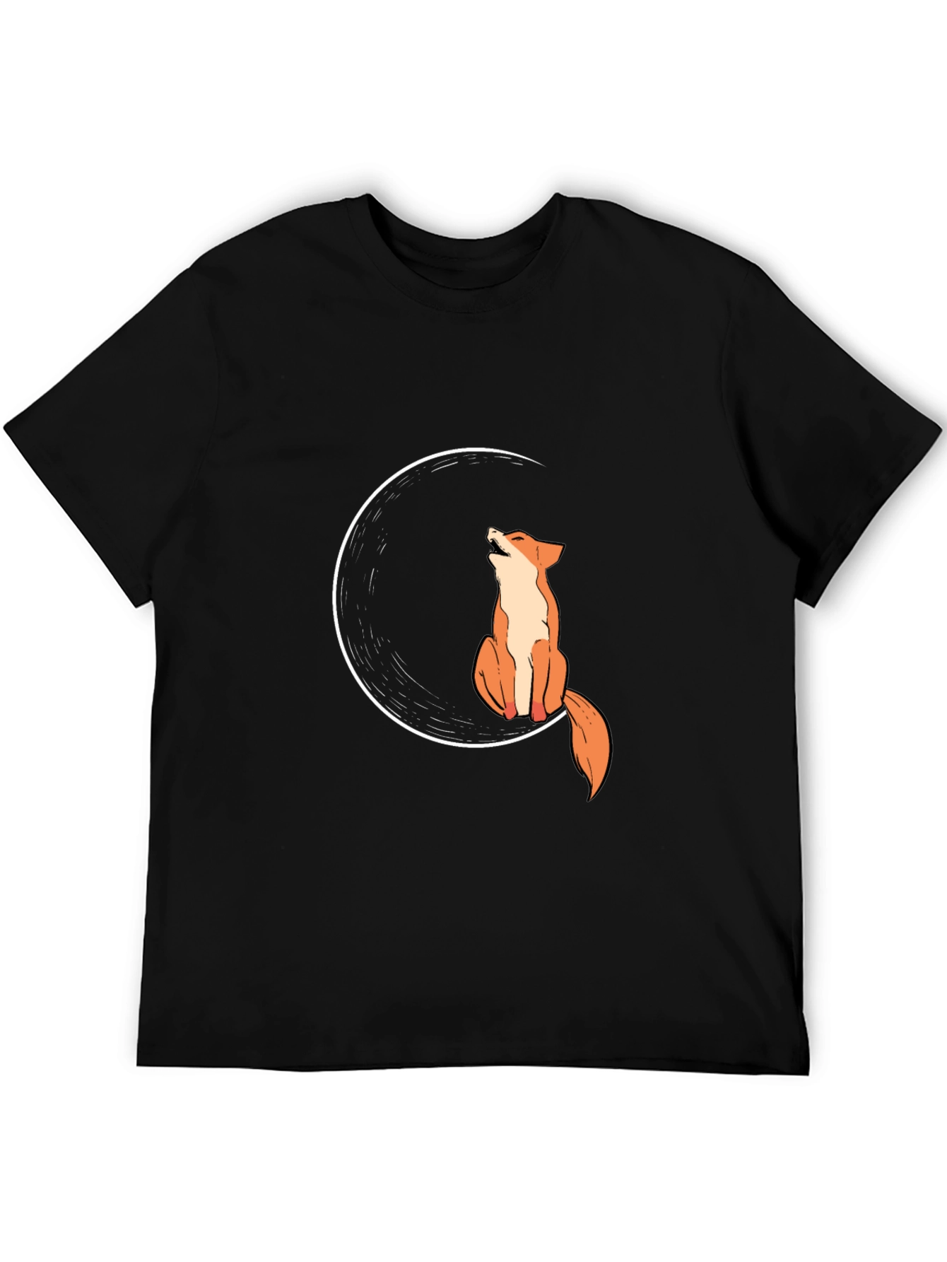 Fox Moon Black T-Shirt - Stylish Graphic Tee