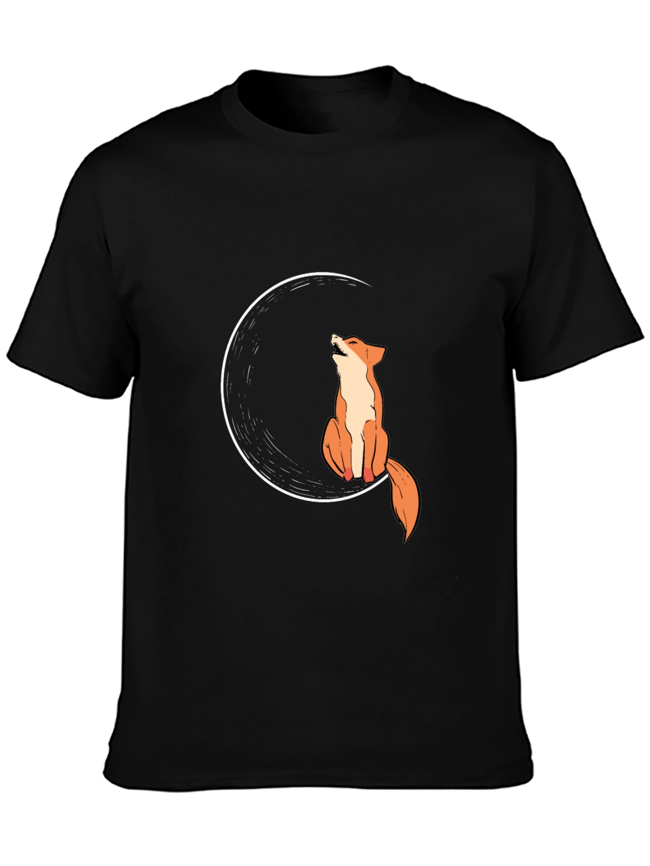 Fox Moon Black T-Shirt - Stylish Graphic Tee