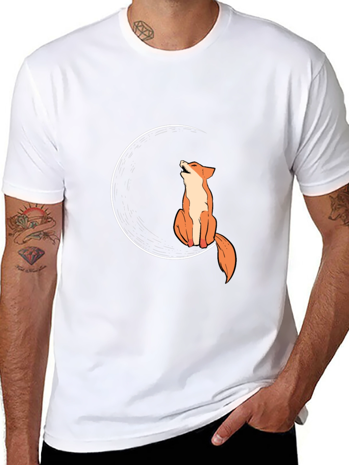 Fox Moon Black T-Shirt - Stylish Graphic Tee