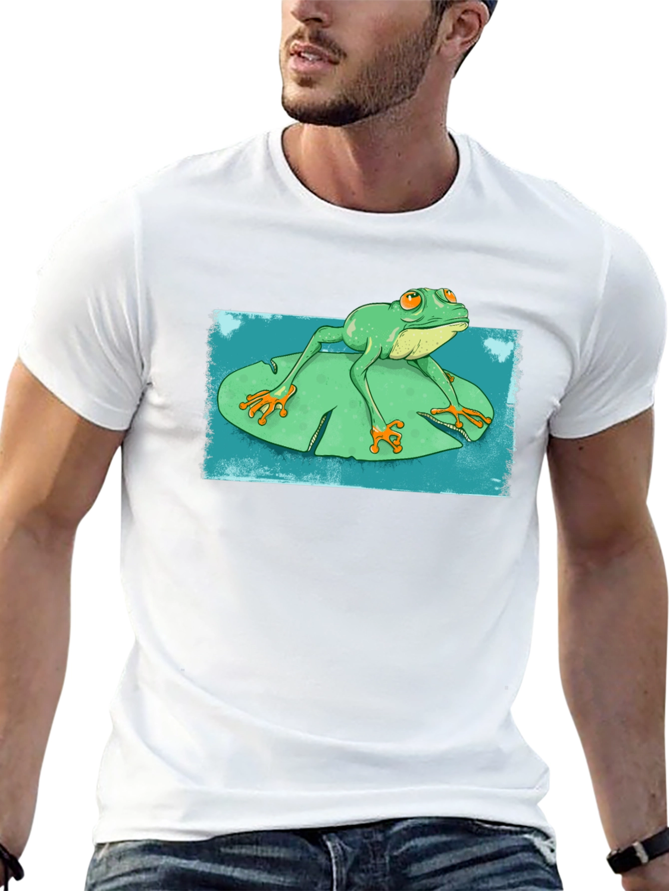 Frog On Lily Pad Graphic T-Shirt