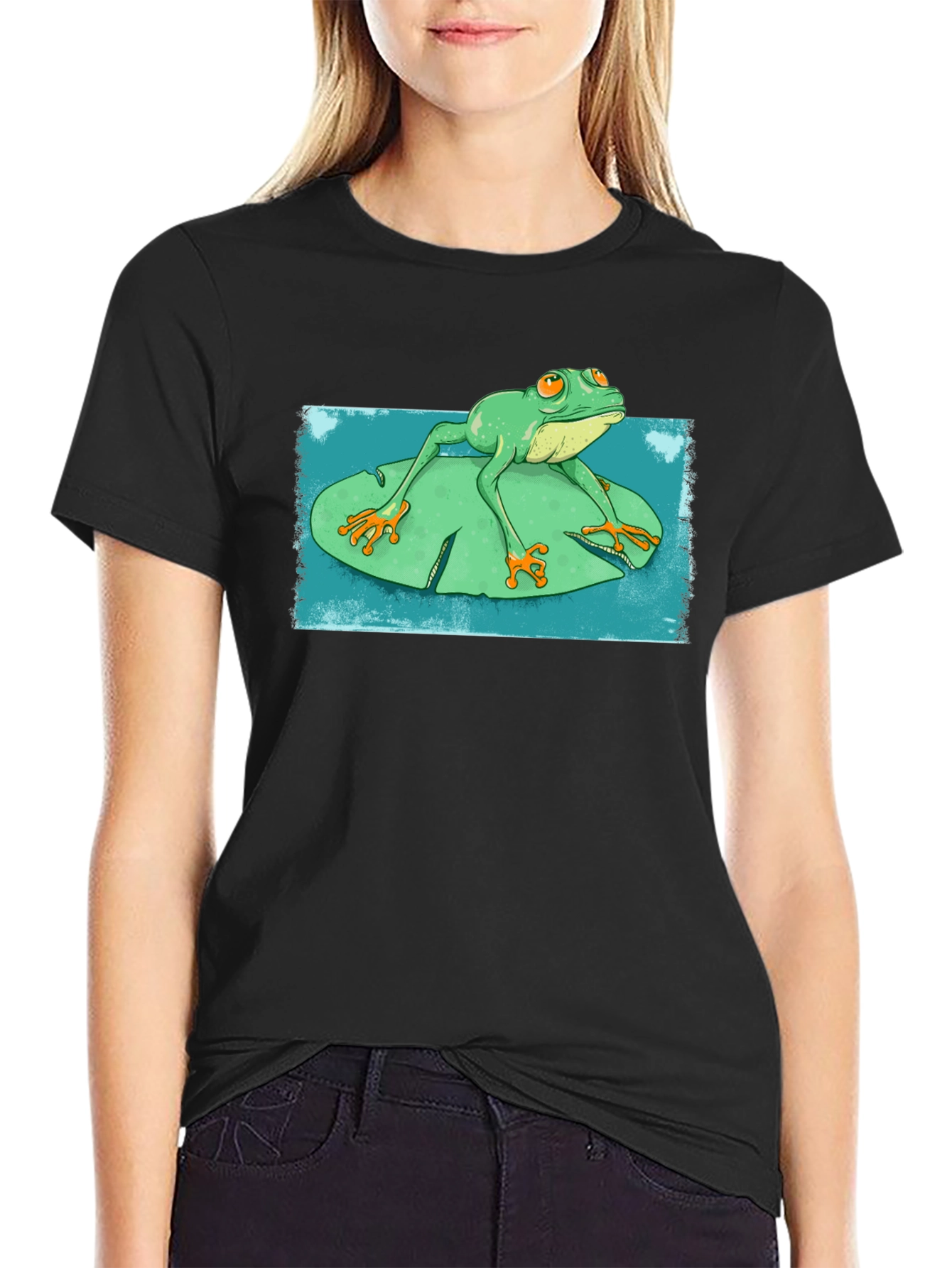Frog On Lily Pad Graphic T-Shirt