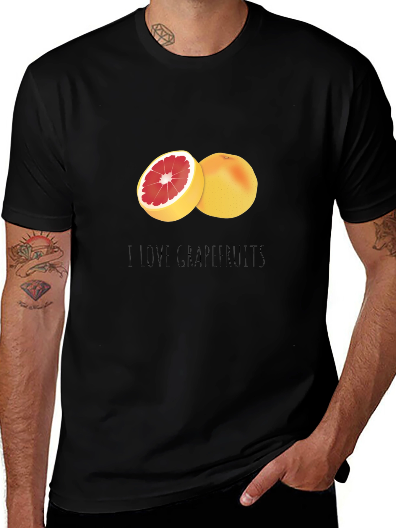 I Love Grapefruits Black T-Shirt