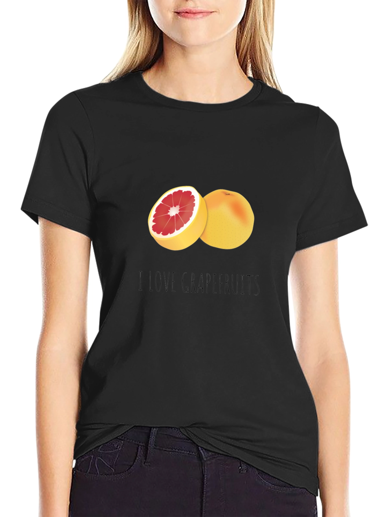 I Love Grapefruits Black T-Shirt