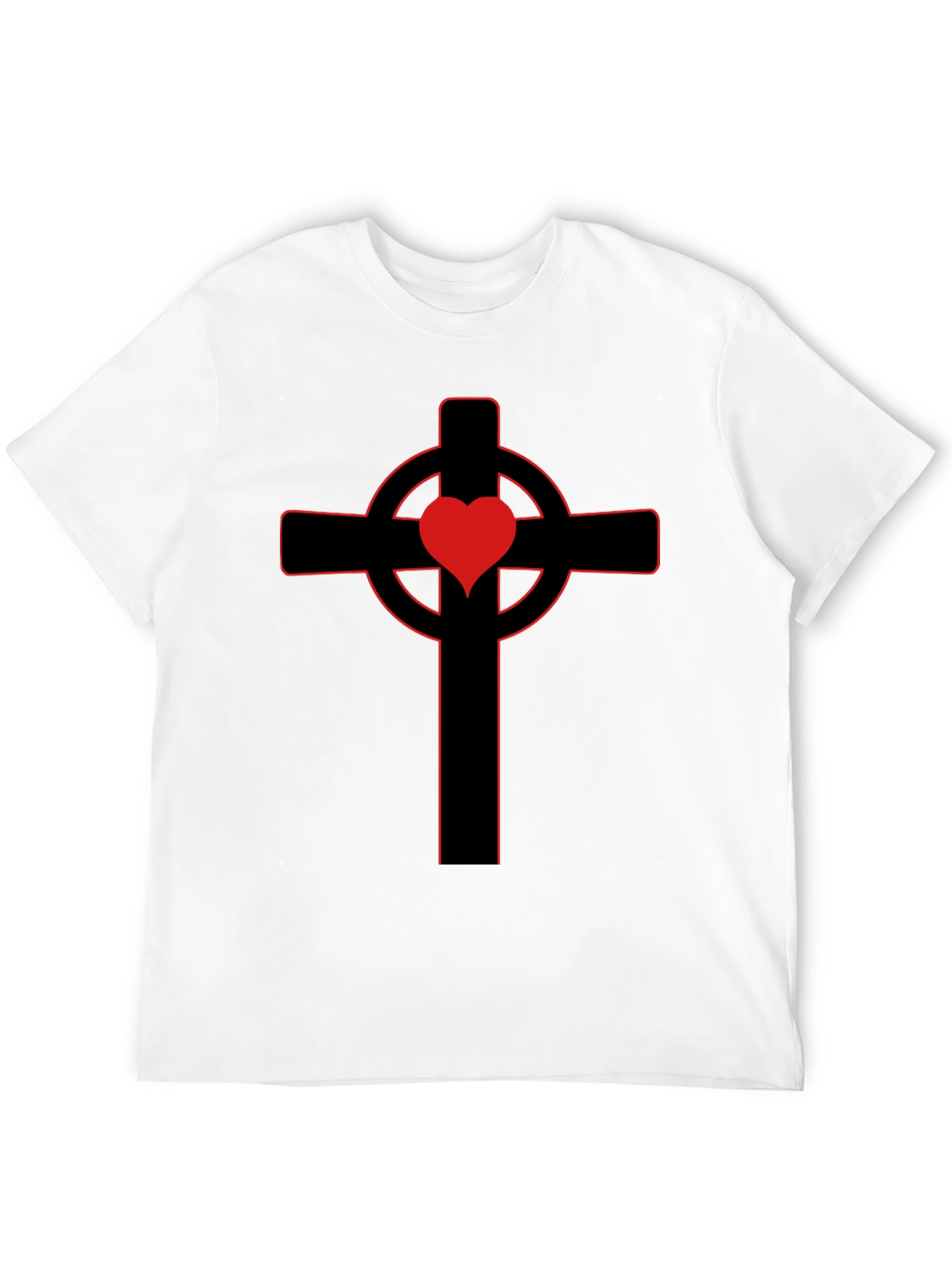 Black T-Shirt with Red Heart Celtic Cross