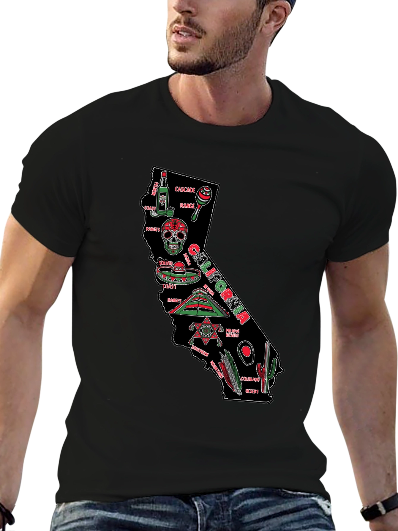 California Map T-Shirt - Black