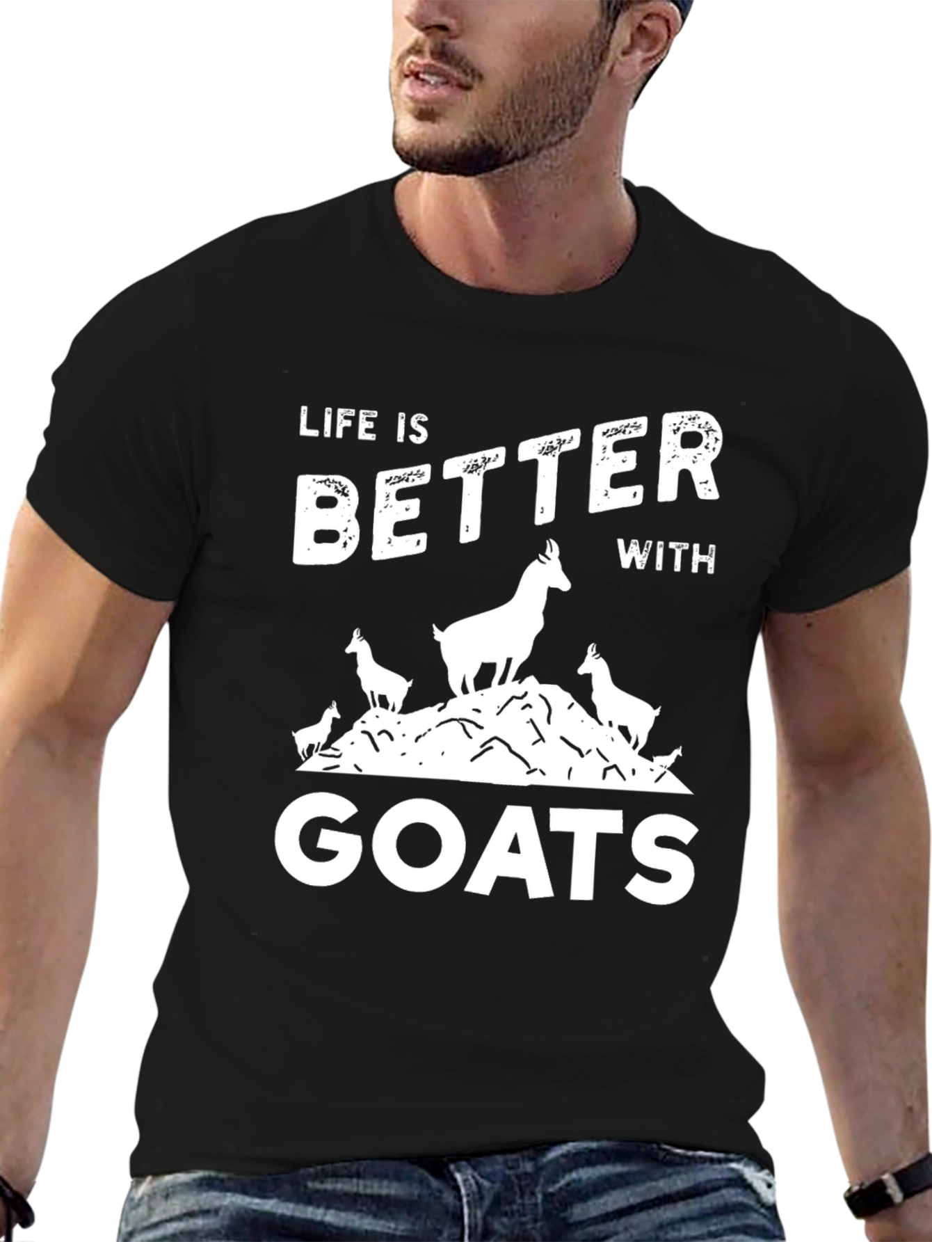 Life Is Better With Goats Black T-Shirt