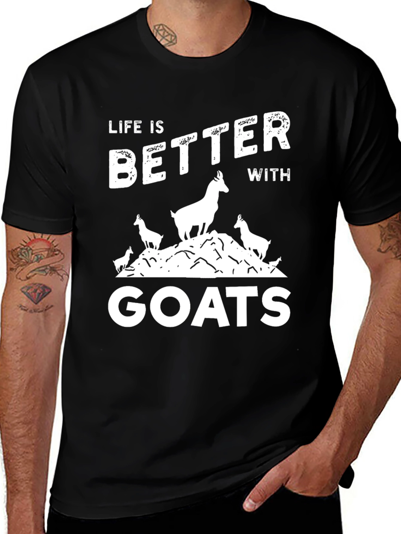 Life Is Better With Goats Black T-Shirt