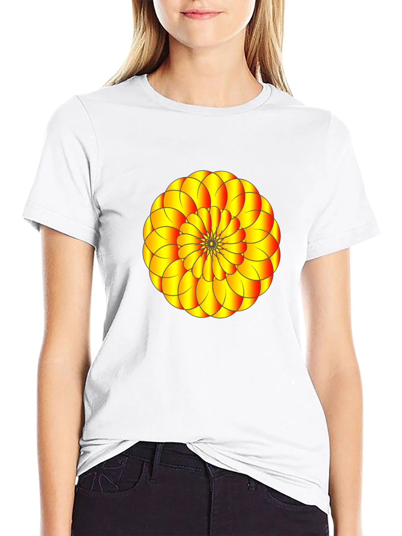 Abstract Floral Graphic Print Black T-Shirt