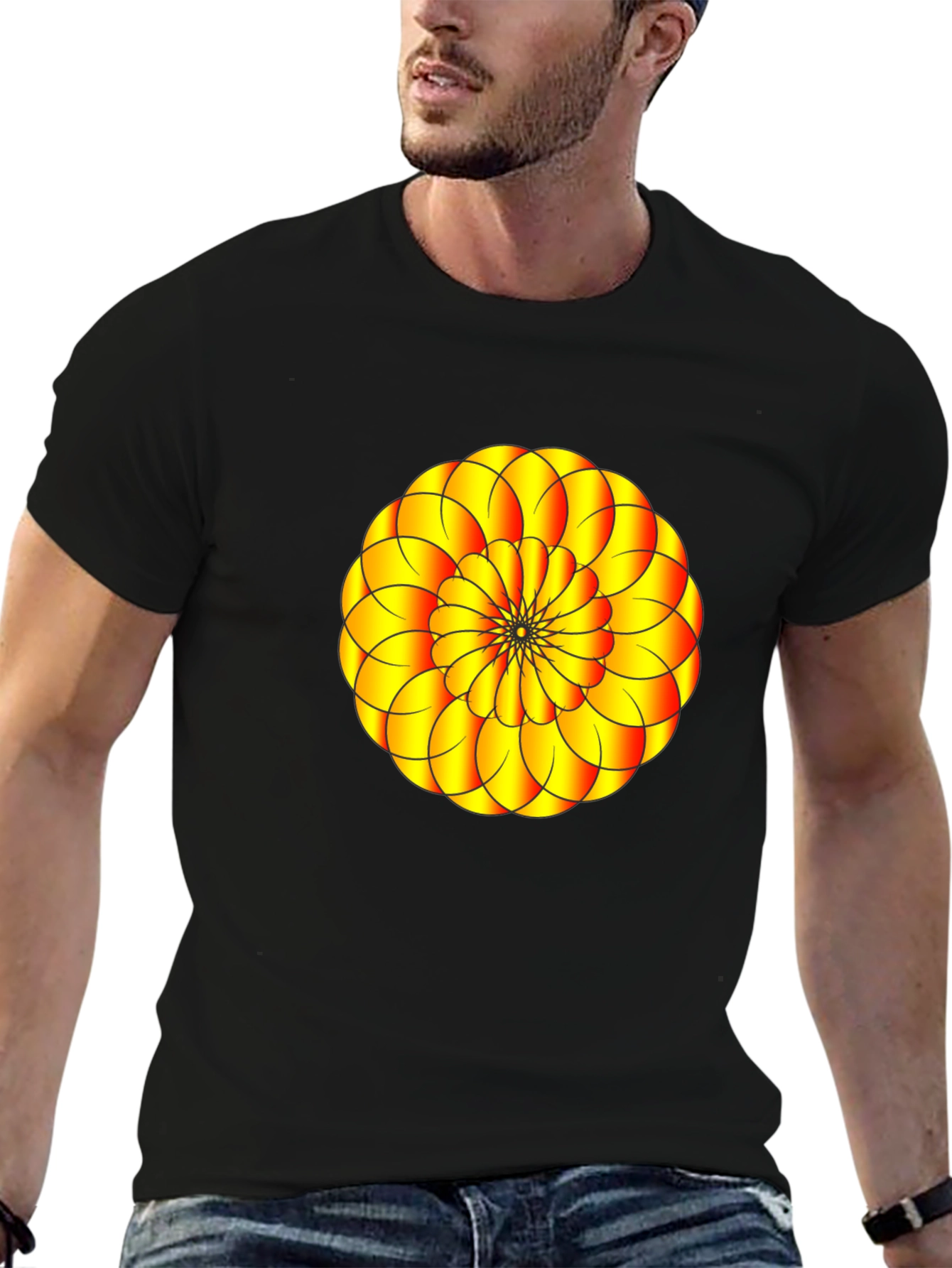 Abstract Floral Graphic Print Black T-Shirt