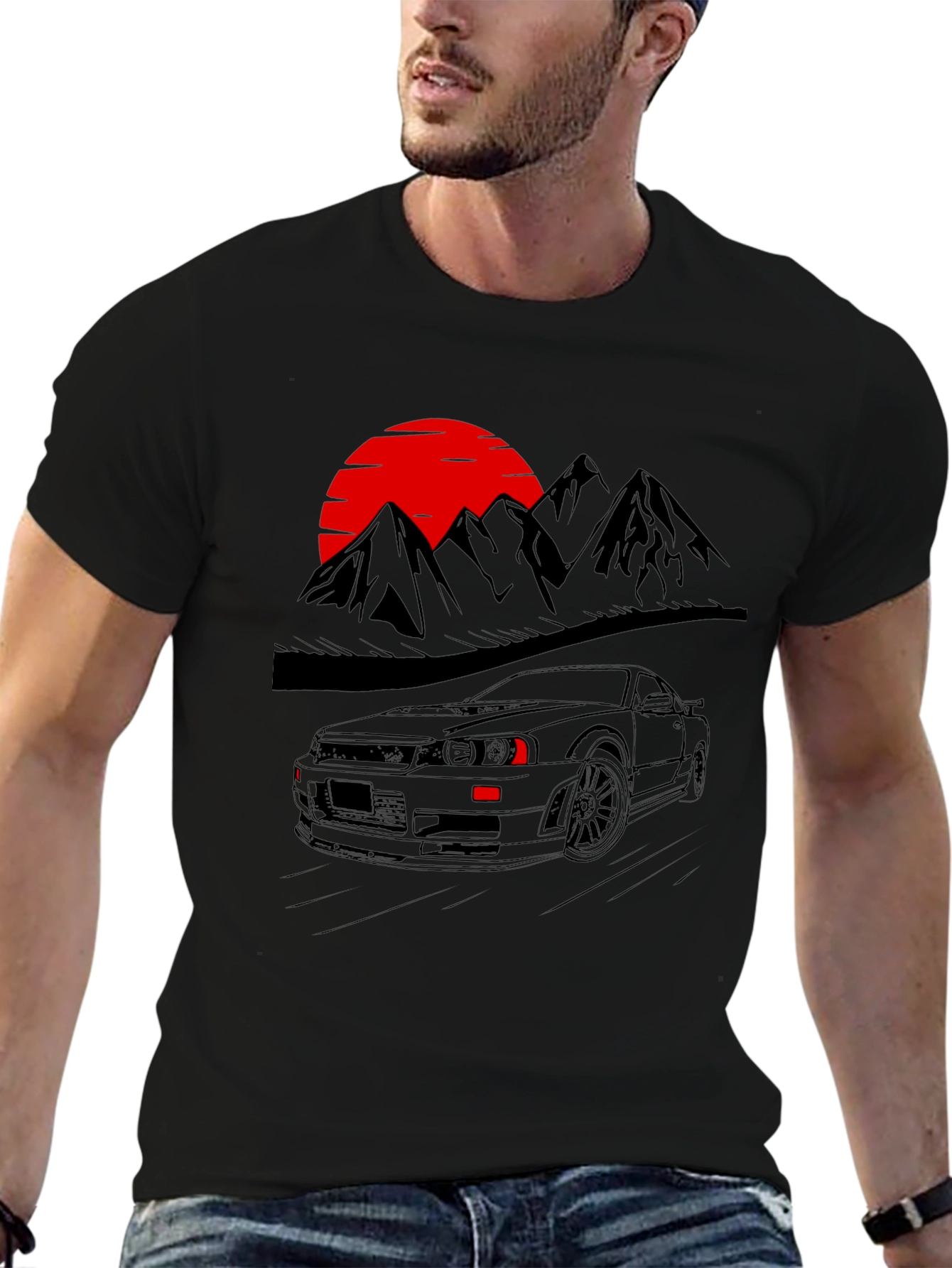 Sunset Mountain Car T-Shirt
