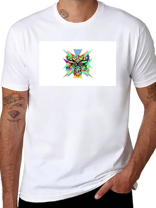 Abstract Geometric Deer Head Graphic Tee
