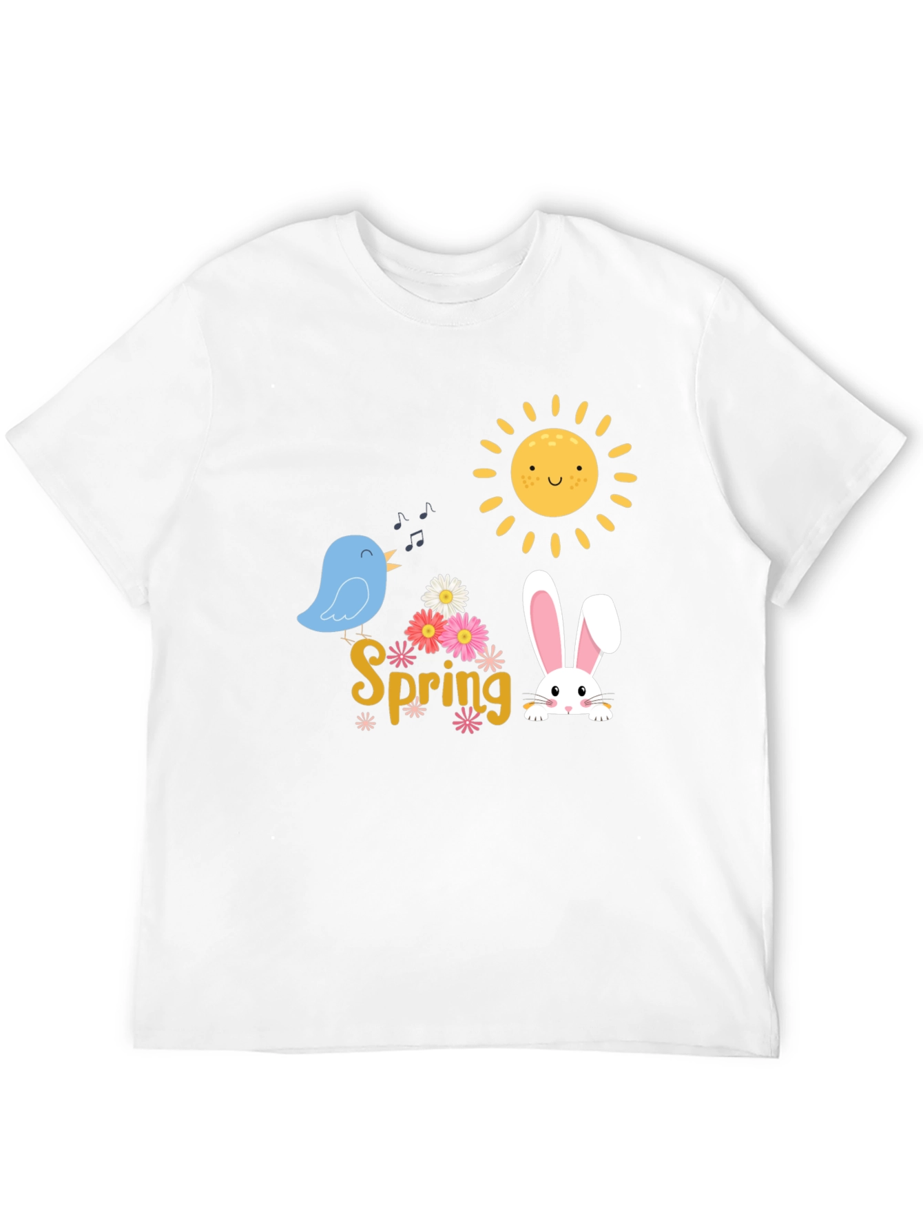 Spring T-Shirt - Cute Bird Bunny & Sun Design