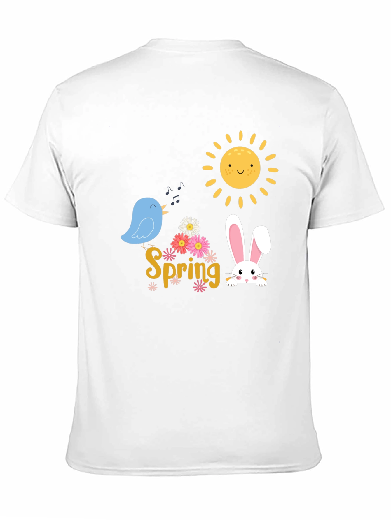Spring T-Shirt - Cute Bird Bunny & Sun Design