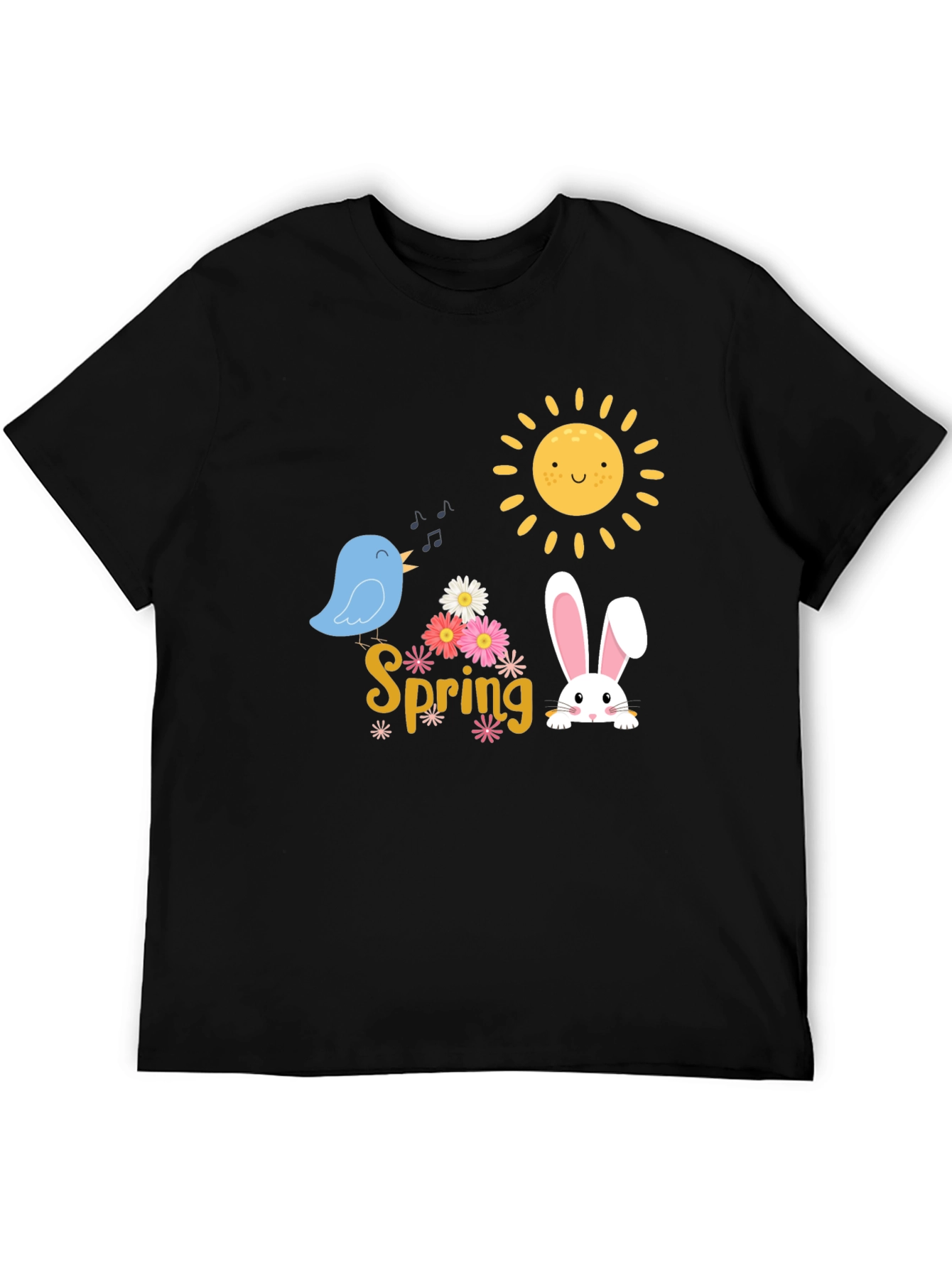Spring T-Shirt - Cute Bird Bunny & Sun Design