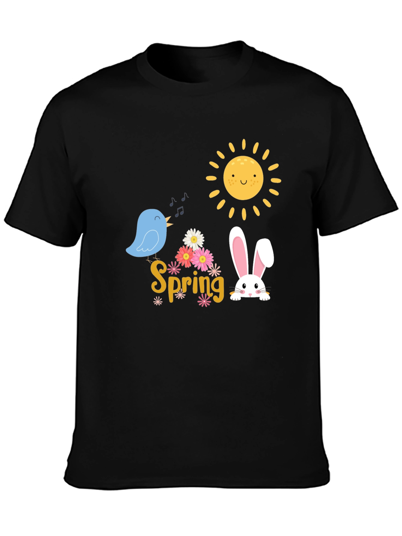 Spring T-Shirt - Cute Bird Bunny & Sun Design
