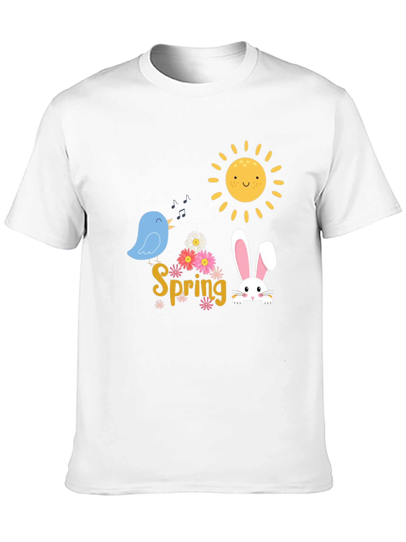 Spring T-Shirt - Cute Bird Bunny & Sun Design