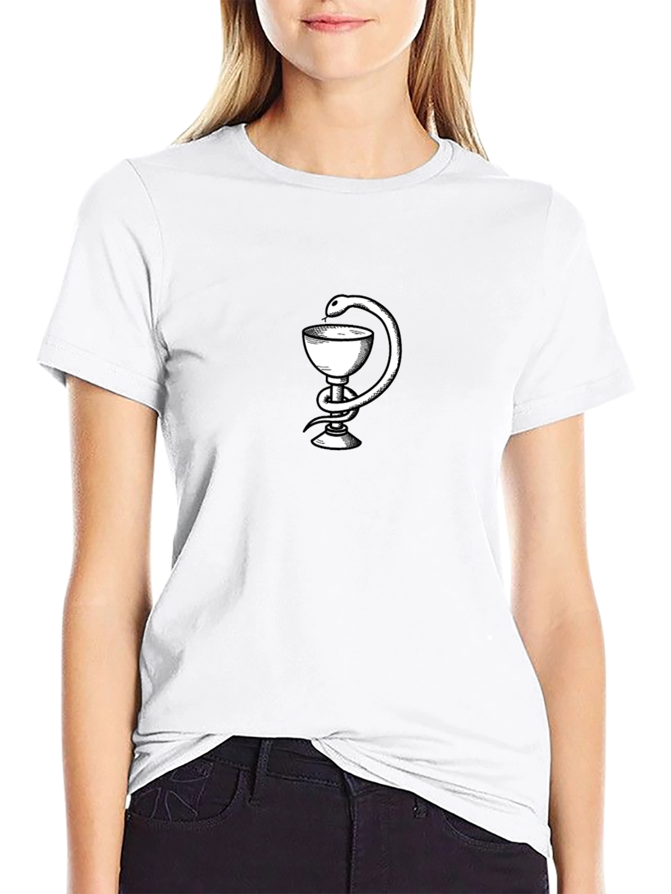 Snake & Goblet Graphic Tee - Black Cotton