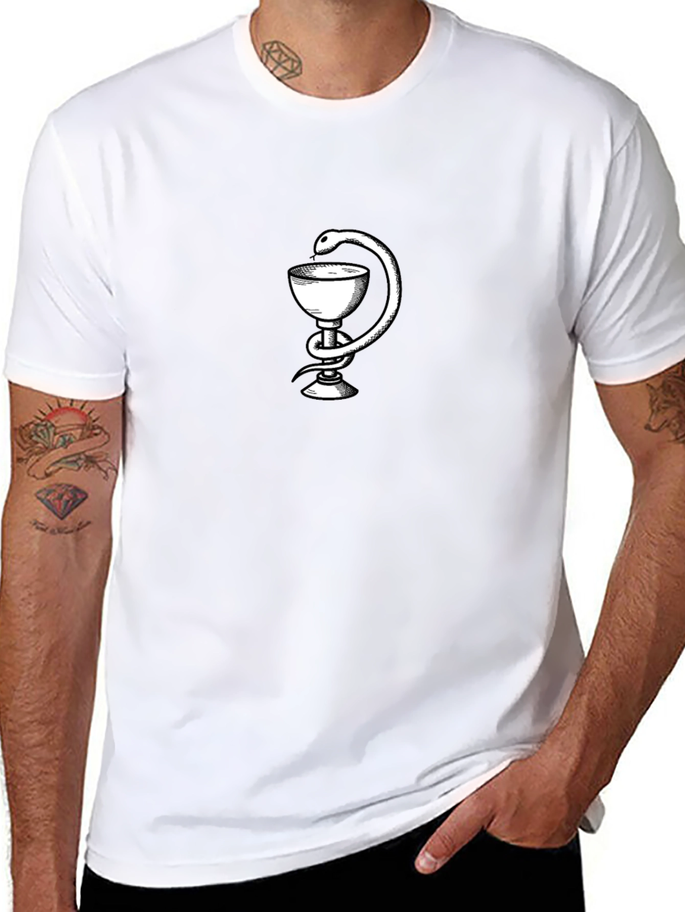Snake & Goblet Graphic Tee - Black Cotton