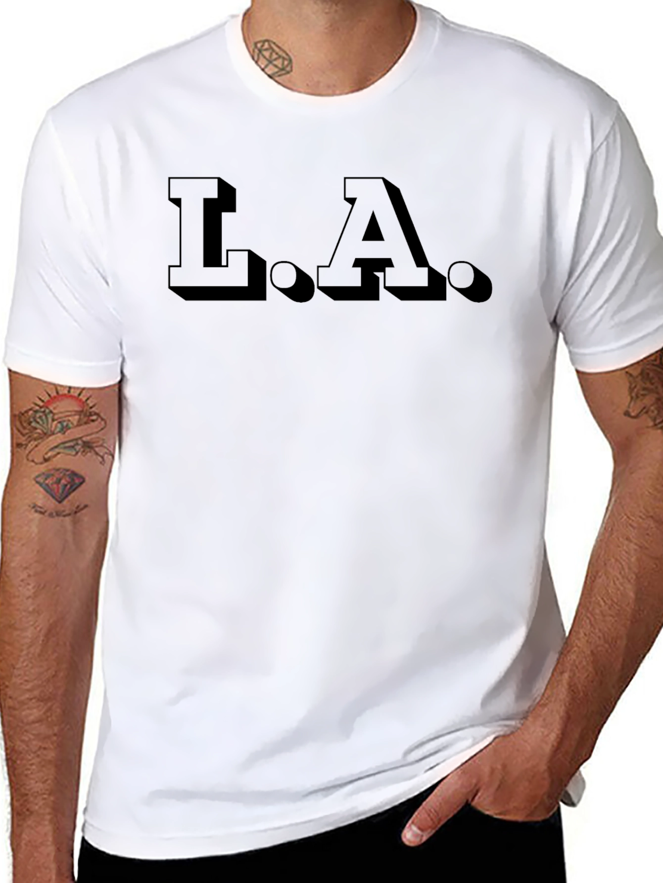Mens Black L.A. Graphic Tee - Casual Style