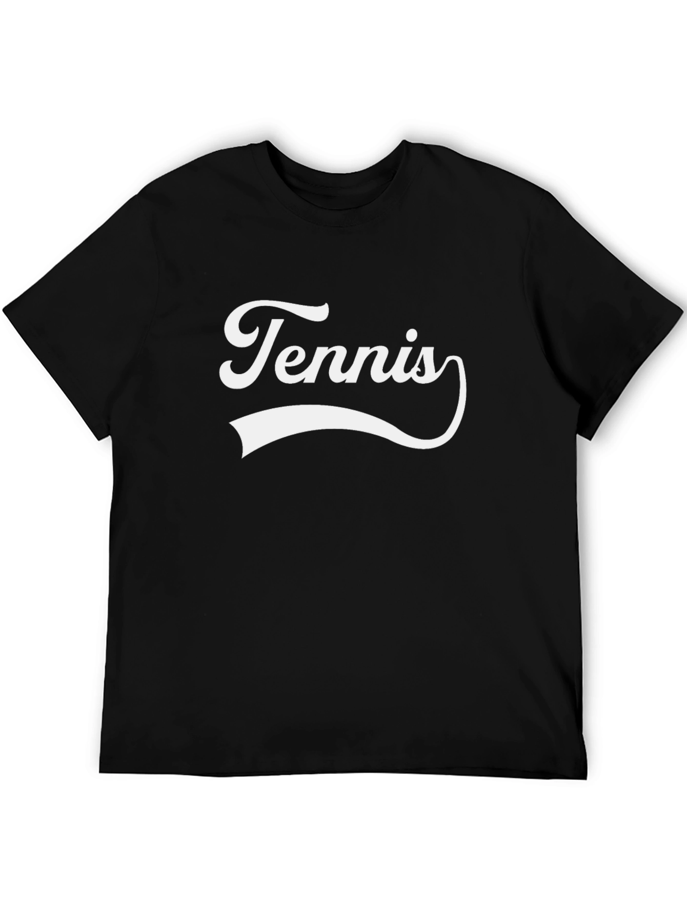 Tennis Graphic Tee - Black Cotton T-Shirt