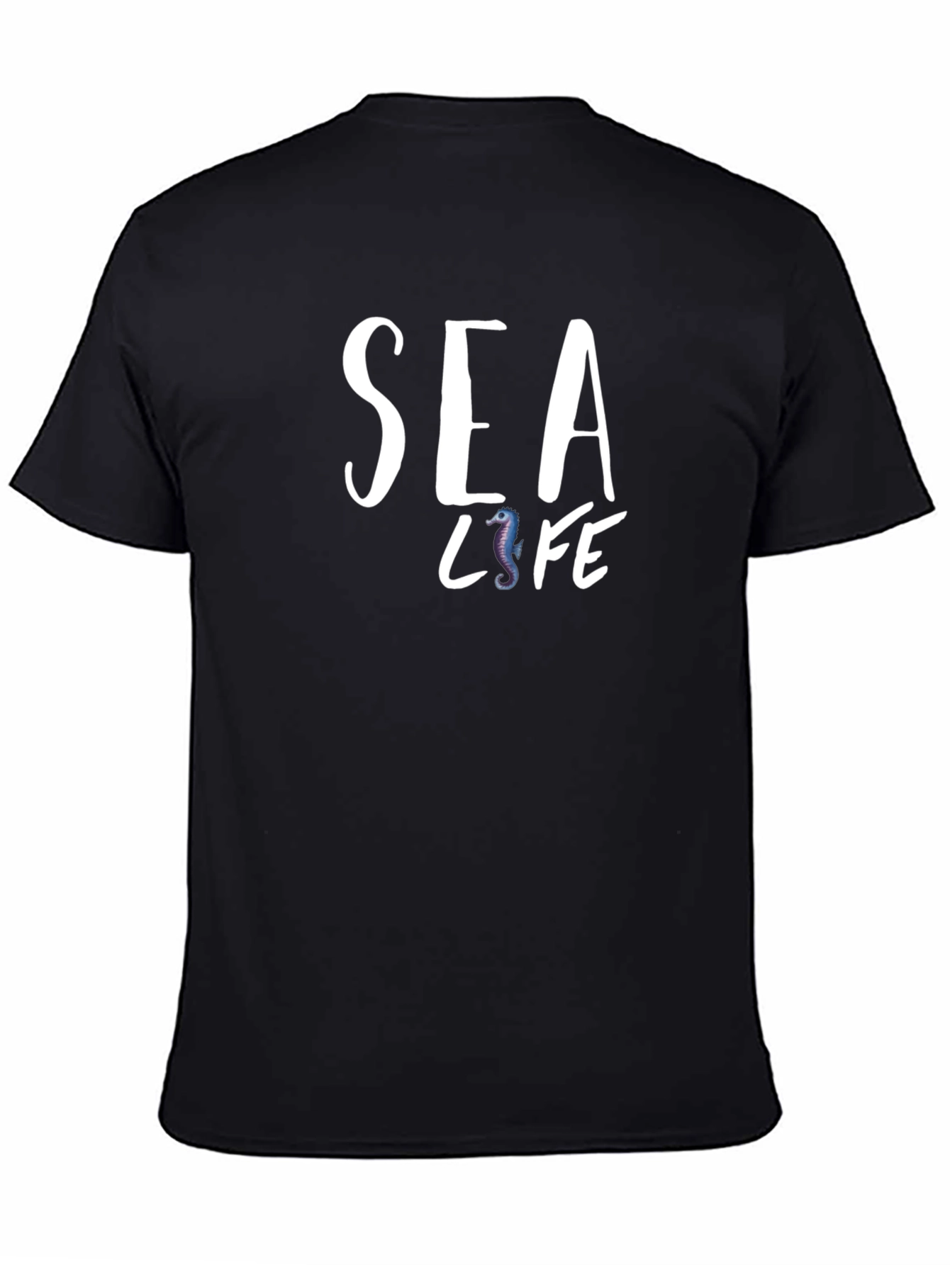 Sea Life Graphic Print Black T-Shirt