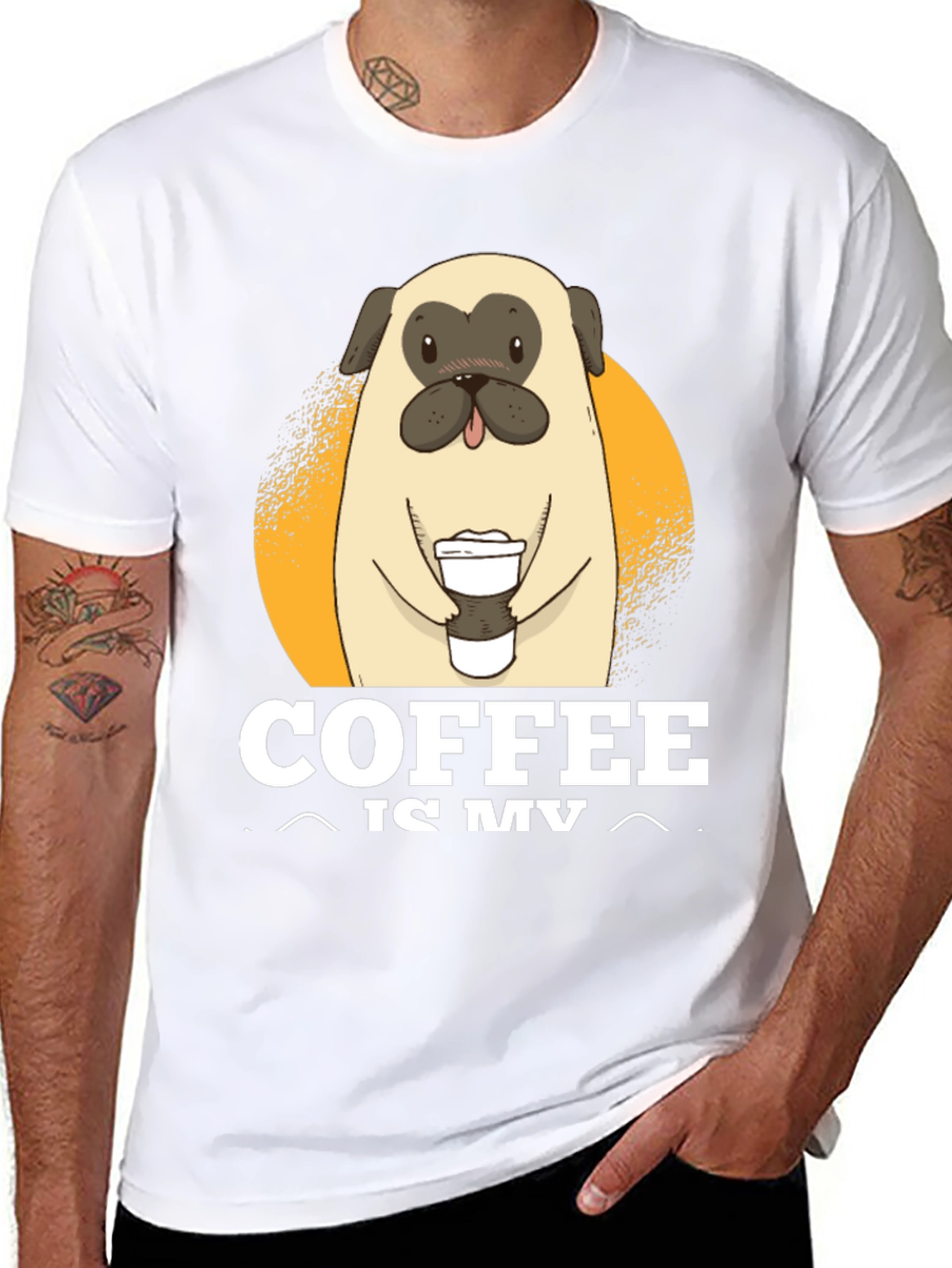 Coffee Loving Pug T-Shirt