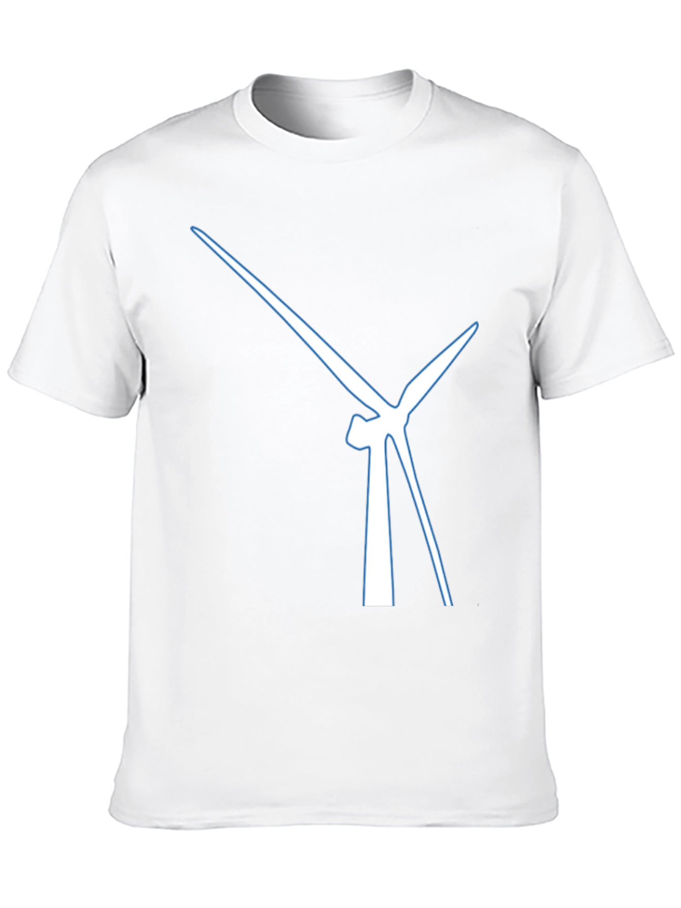 Modern Wind Turbine Graphic Tee - Black Cotton Blend