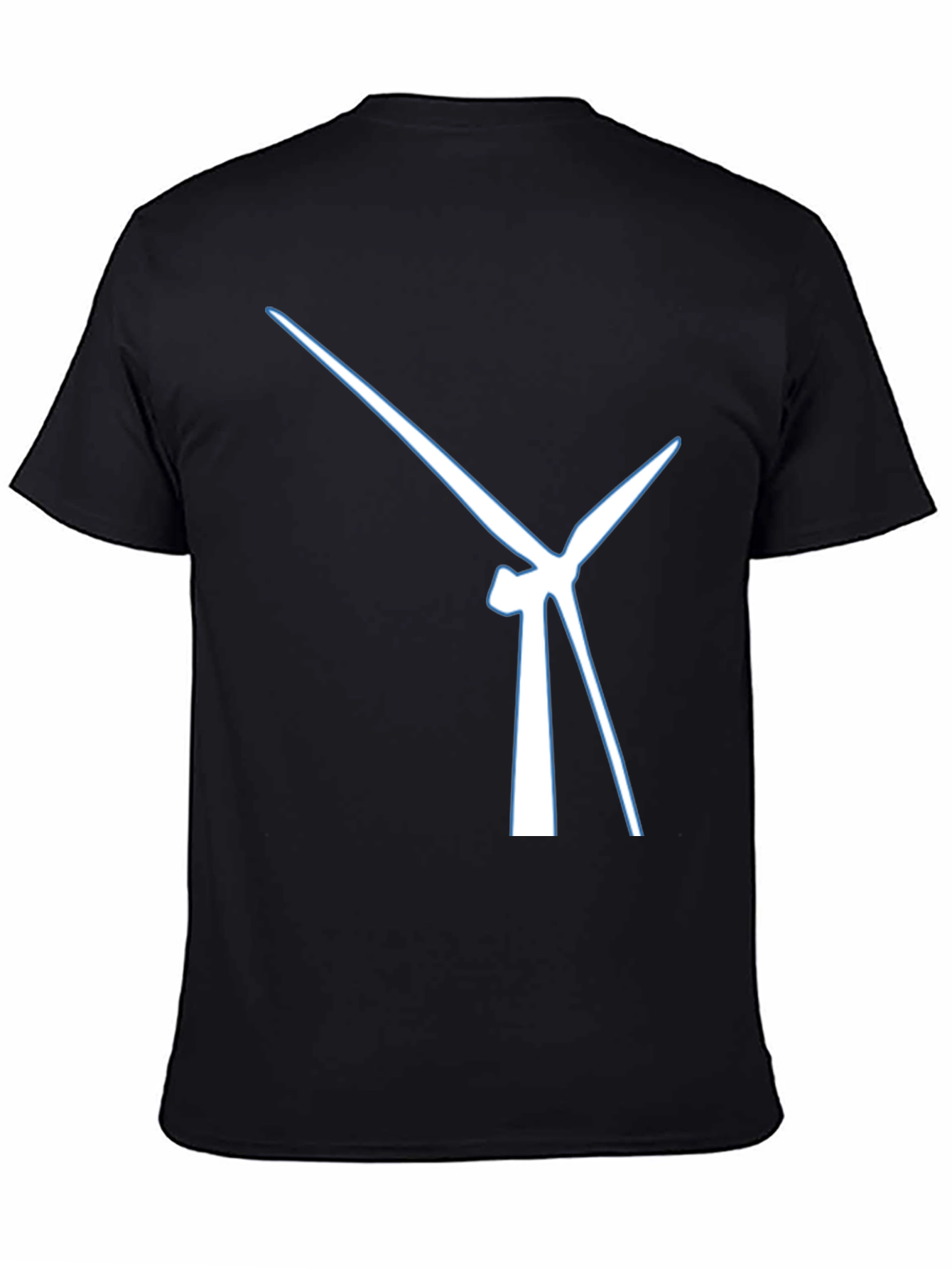 Modern Wind Turbine Graphic Tee - Black Cotton Blend