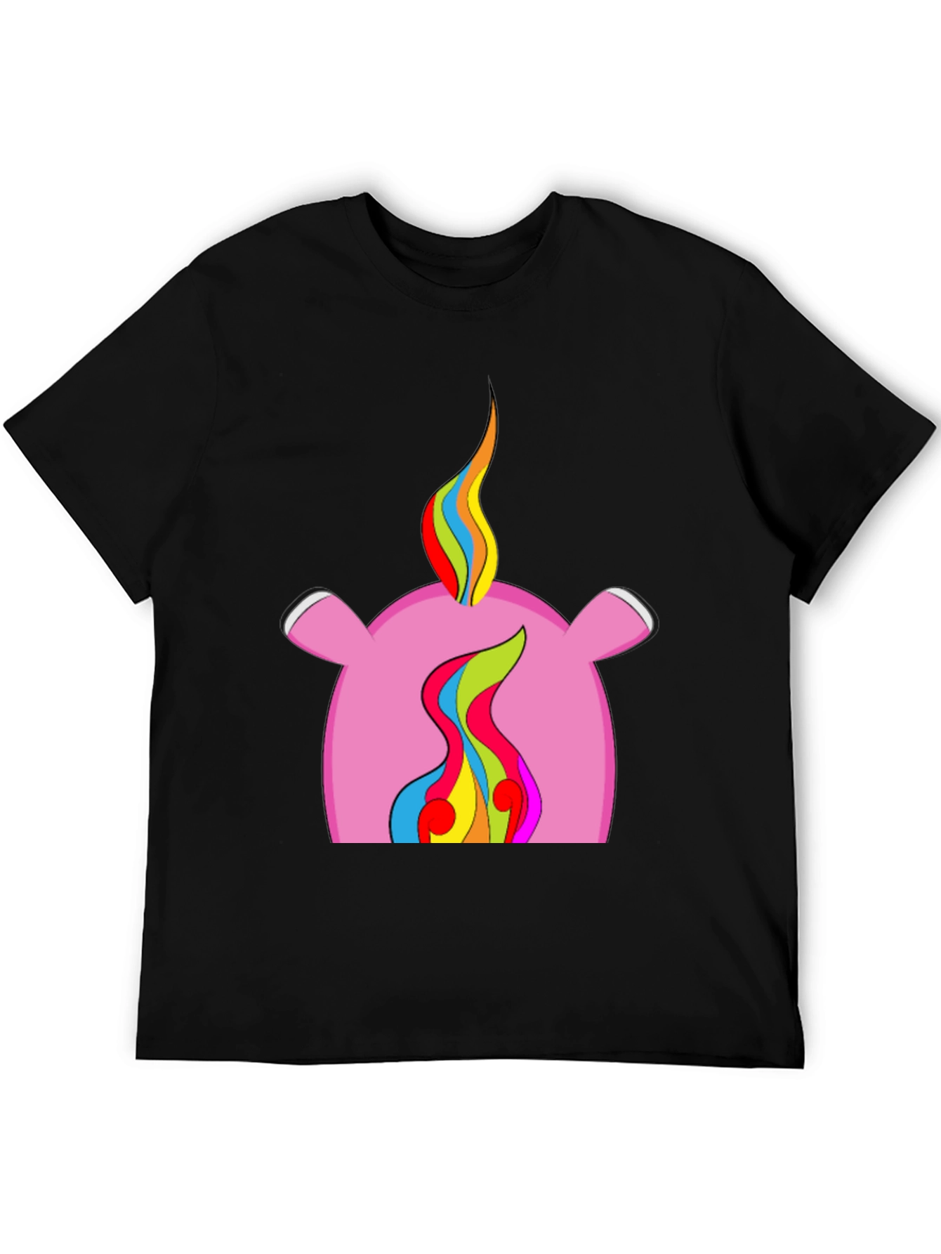 Rainbow Flame Graphic Black T-Shirt
