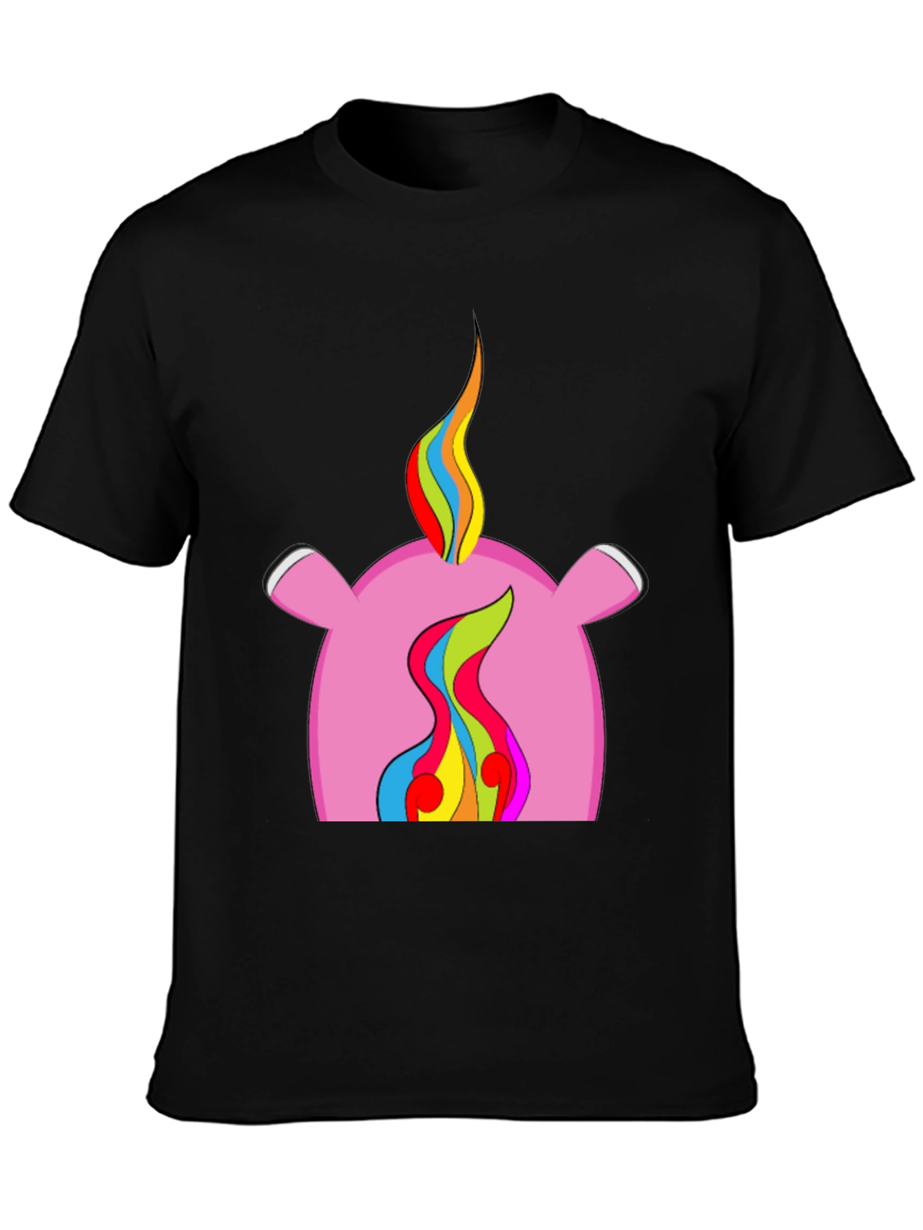 Rainbow Flame Graphic Black T-Shirt
