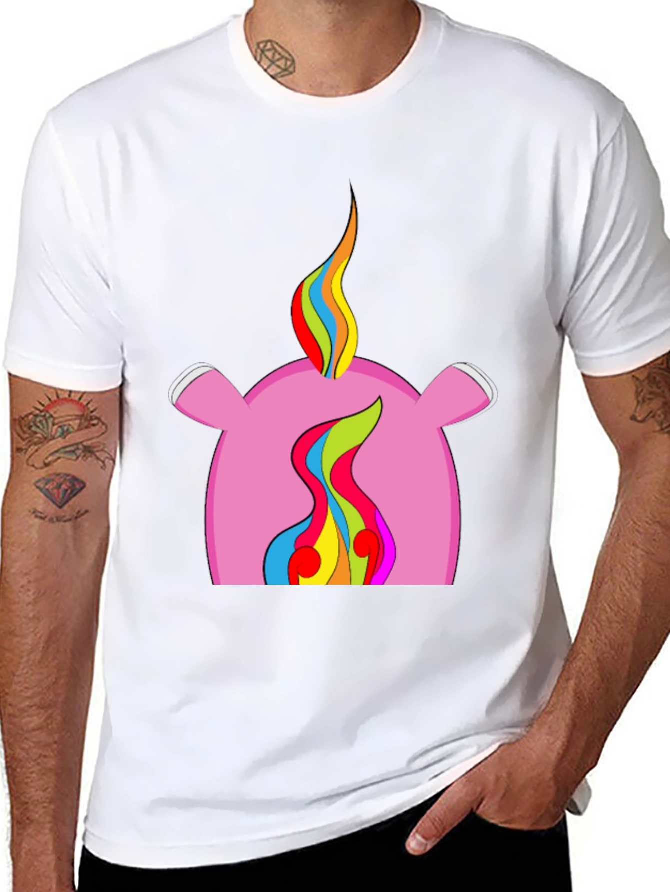 Rainbow Flame Graphic Black T-Shirt