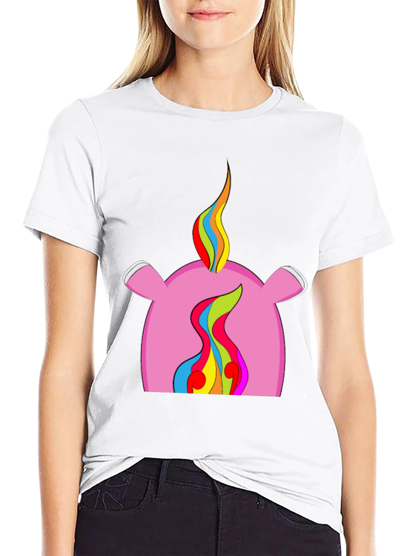 Rainbow Flame Graphic Black T-Shirt