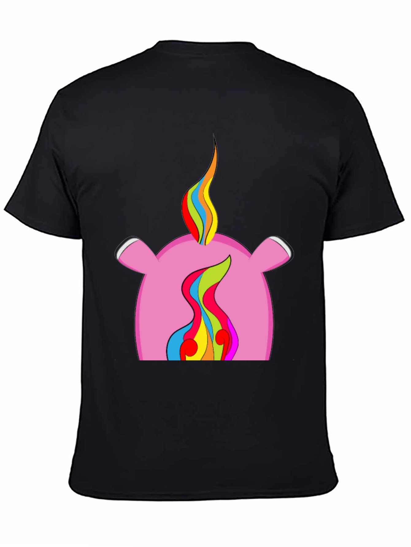 Rainbow Flame Graphic Black T-Shirt