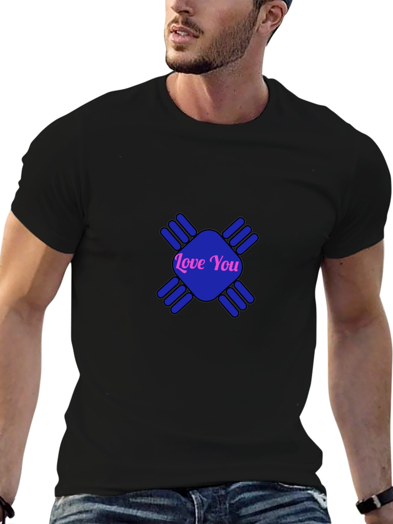Love You Graphic Tee - Stylish Black Cotton T-Shirt