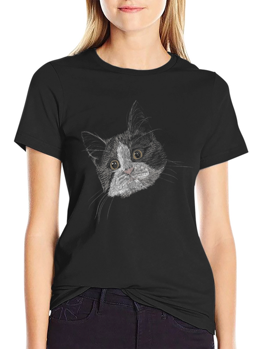 Black Cat Portrait Graphic T-Shirt