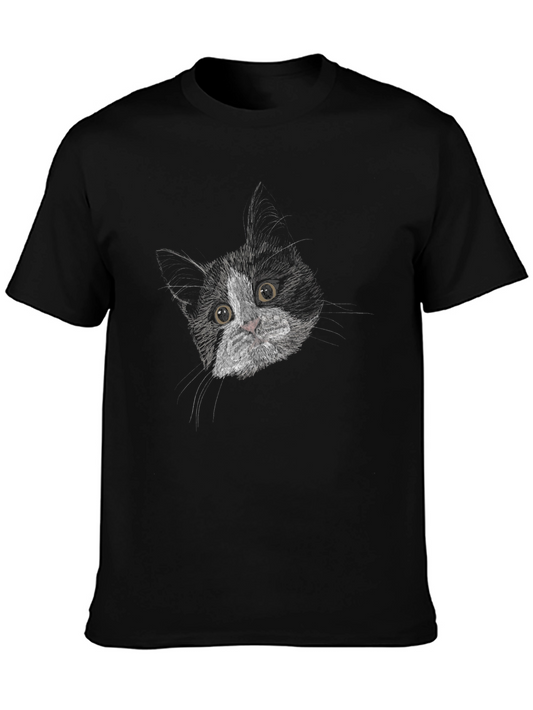 Black Cat Portrait Graphic T-Shirt