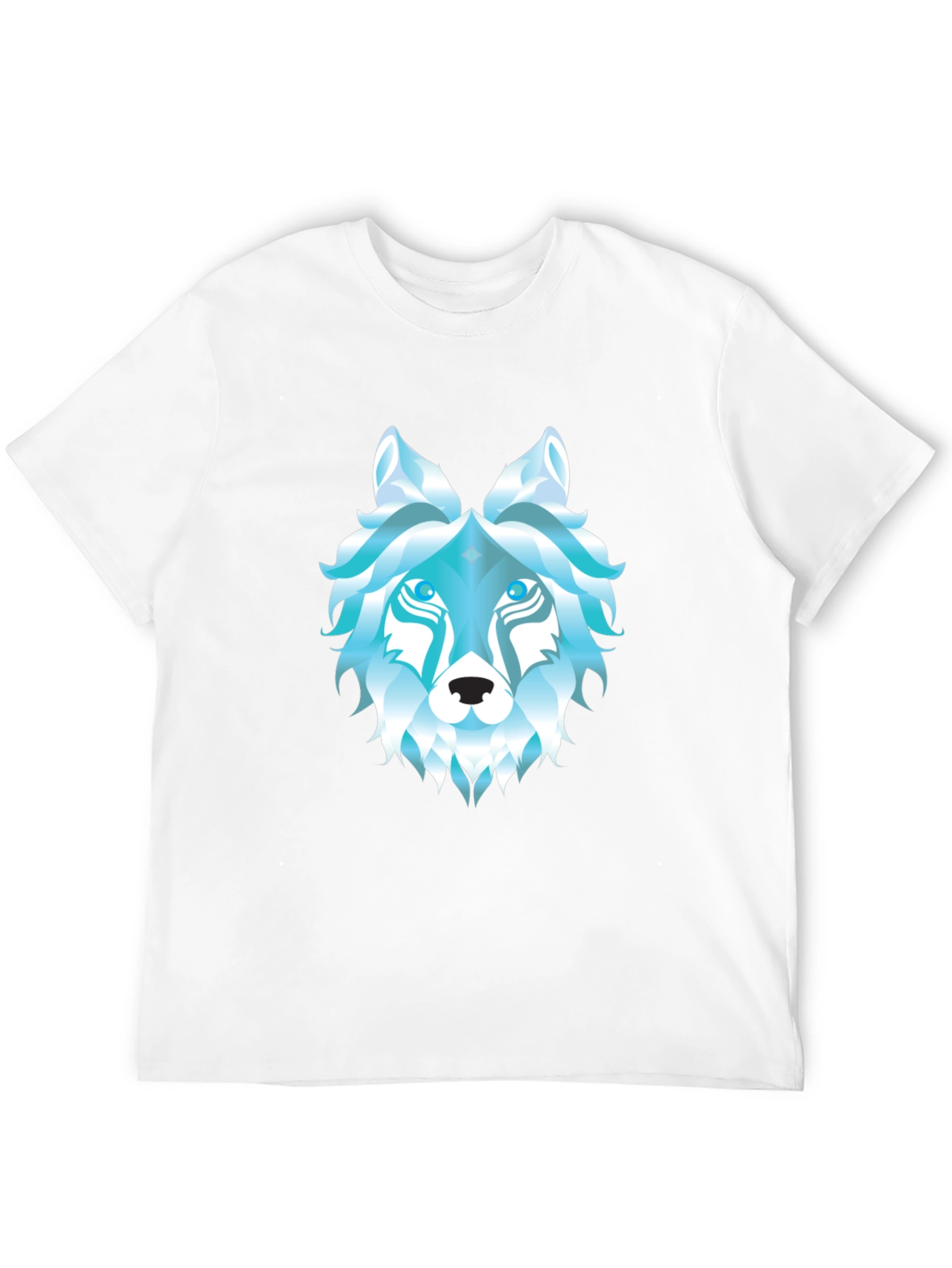 Geometric Wolf Head Graphic Black T-Shirt