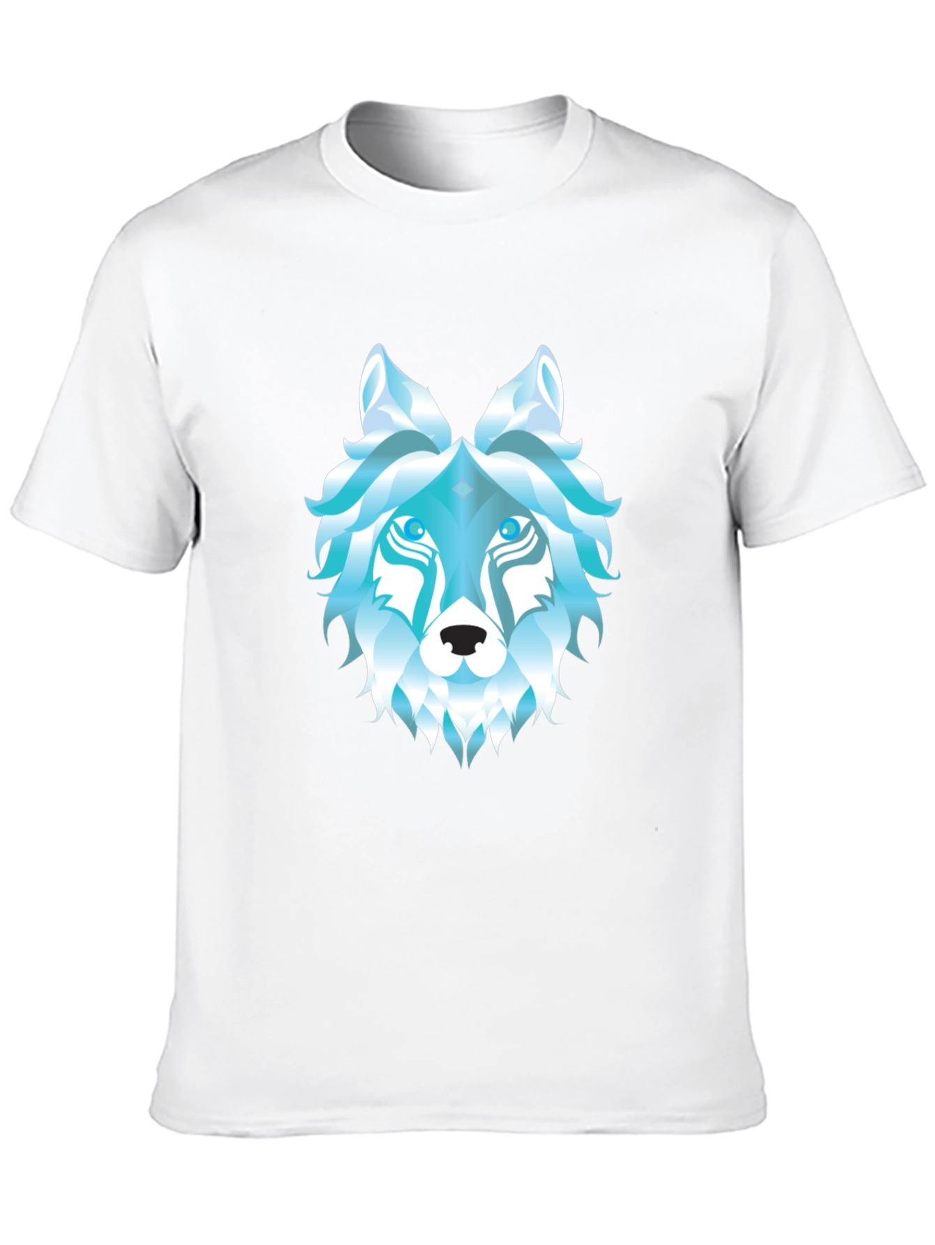 Geometric Wolf Head Graphic Black T-Shirt