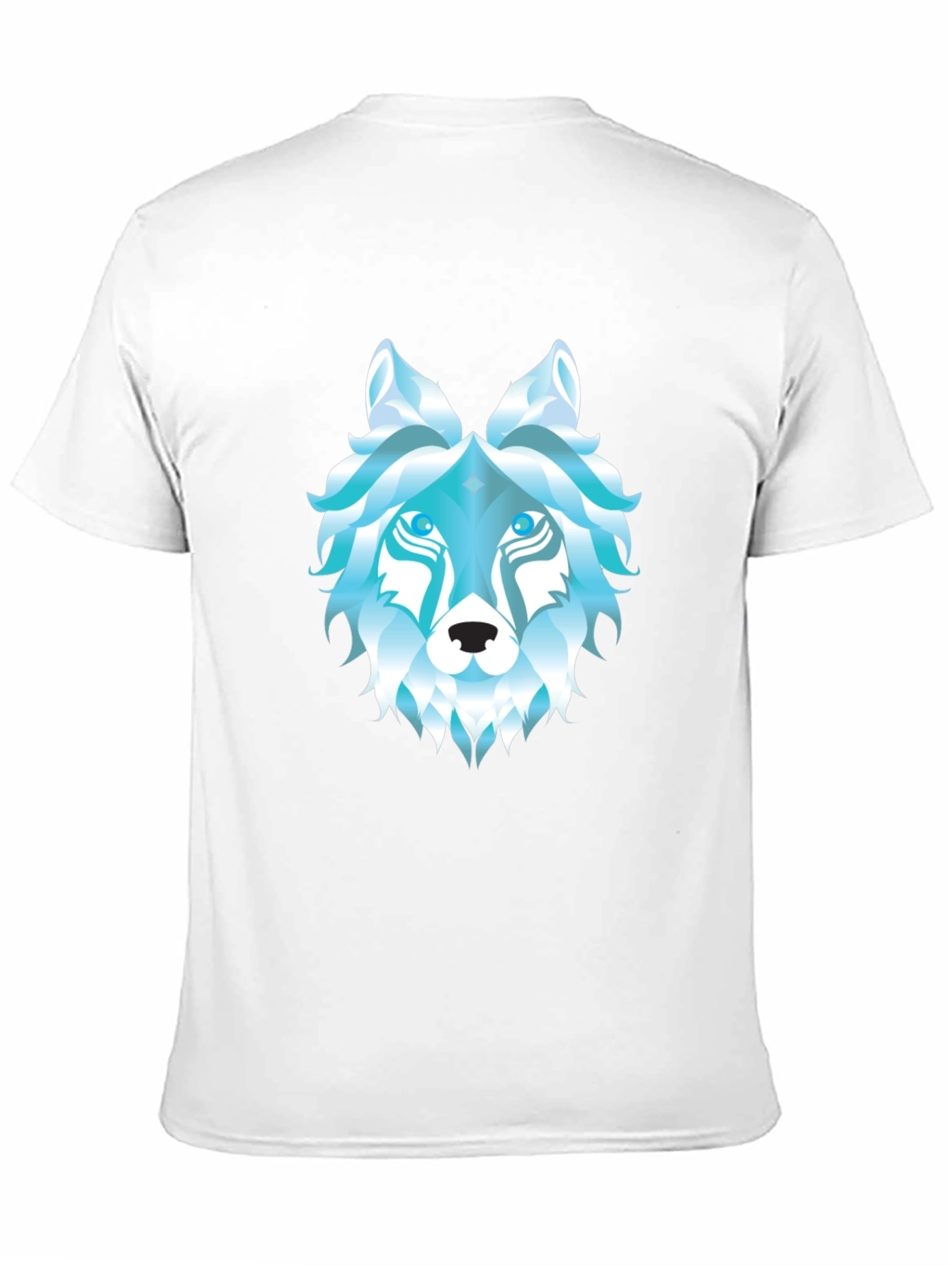 Geometric Wolf Head Graphic Black T-Shirt