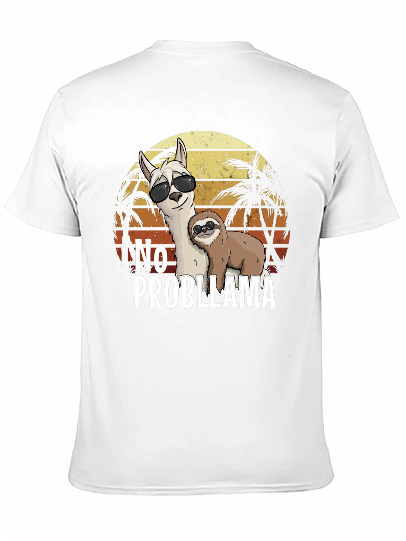 No Probllama T-Shirt - Tropical Sloth & Llama Tee