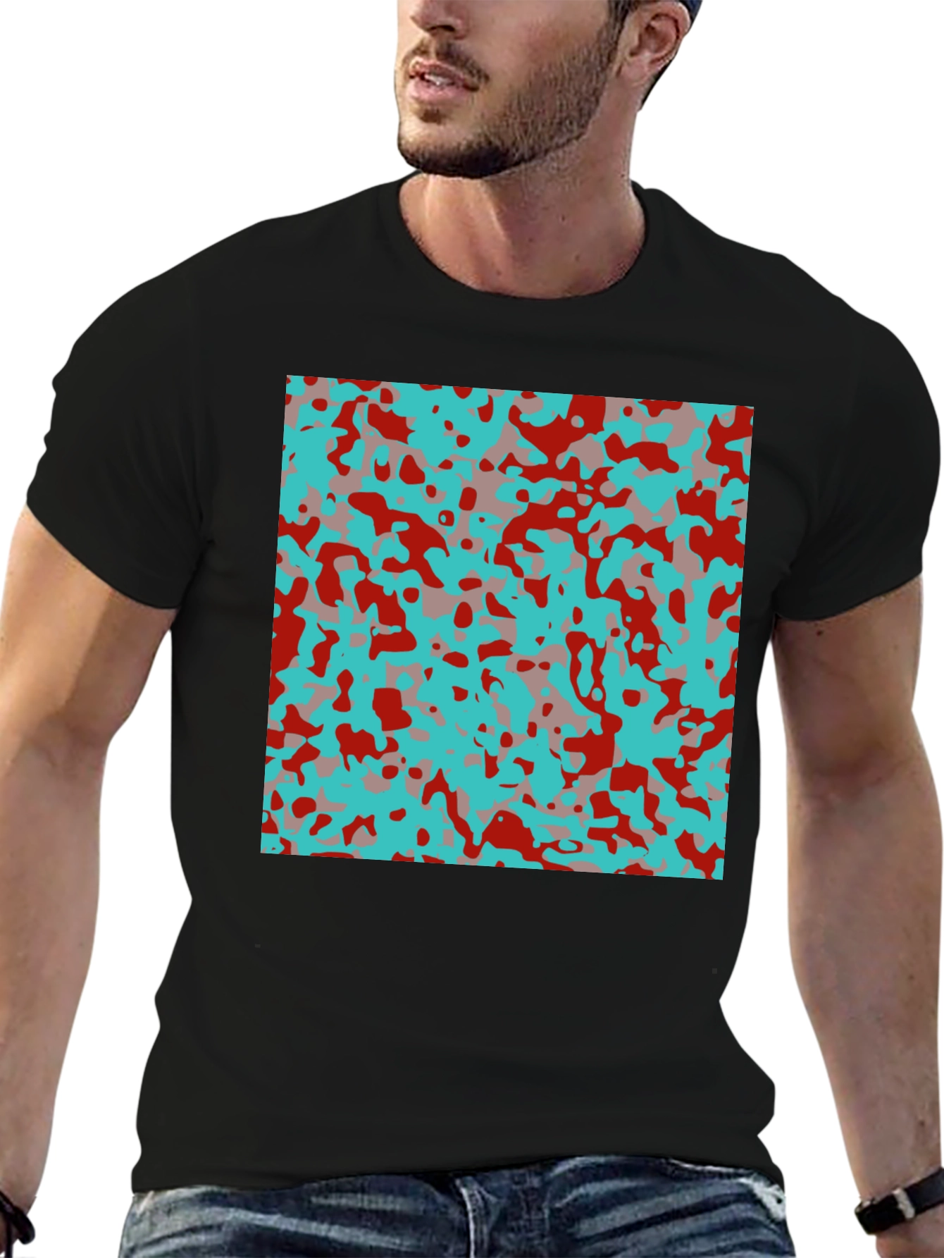 Urban Camo Print Black T-Shirt