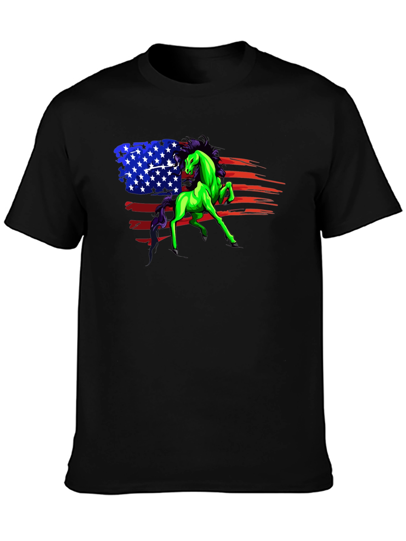 Patriotic Horse Graphic Tee - Unisex Black Shirt
