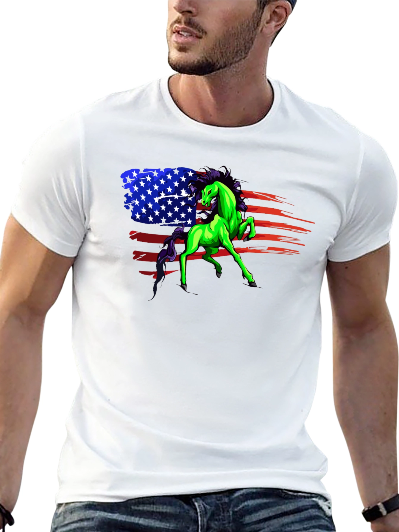 Patriotic Horse Graphic Tee - Unisex Black Shirt