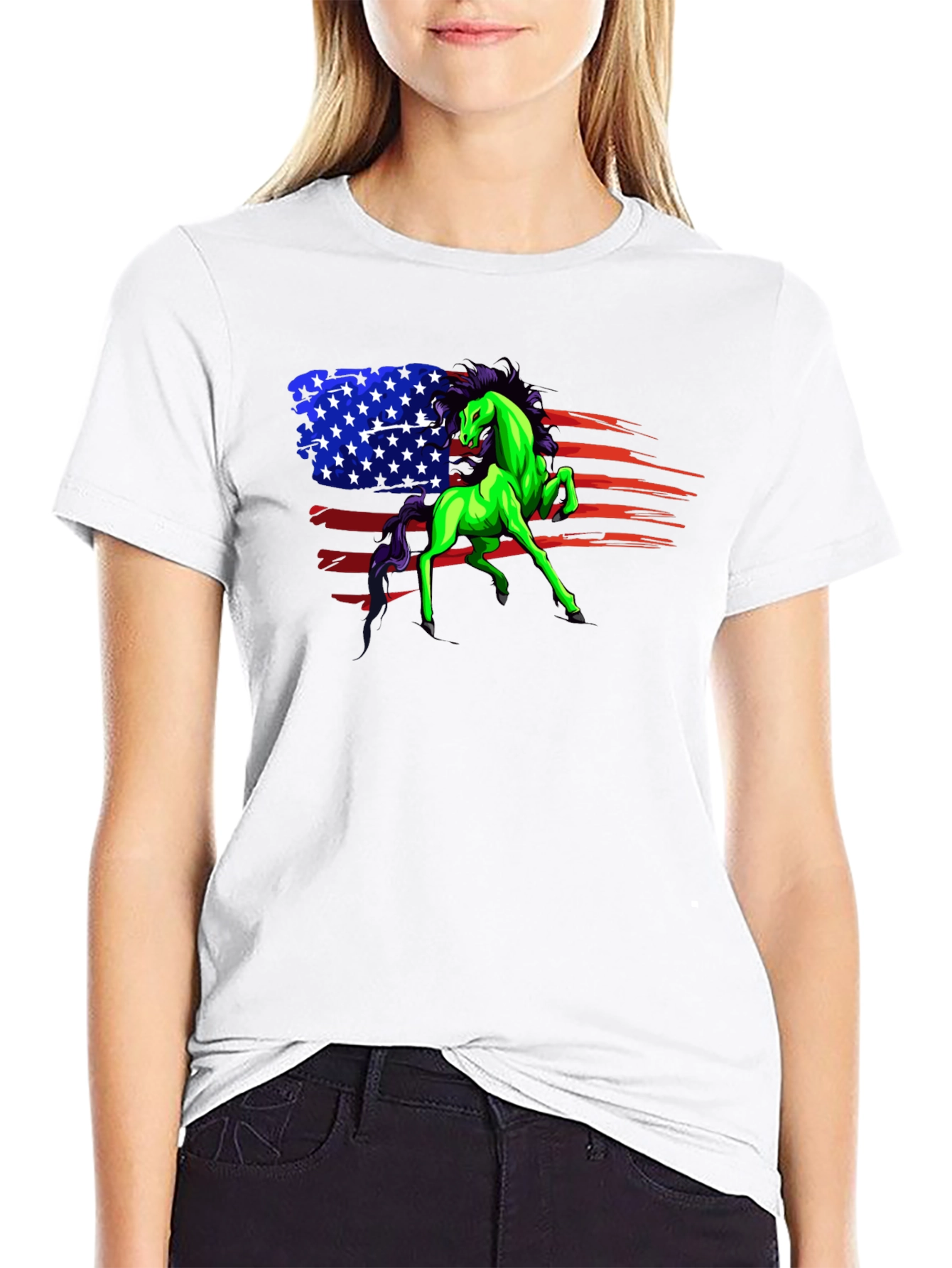Patriotic Horse Graphic Tee - Unisex Black Shirt