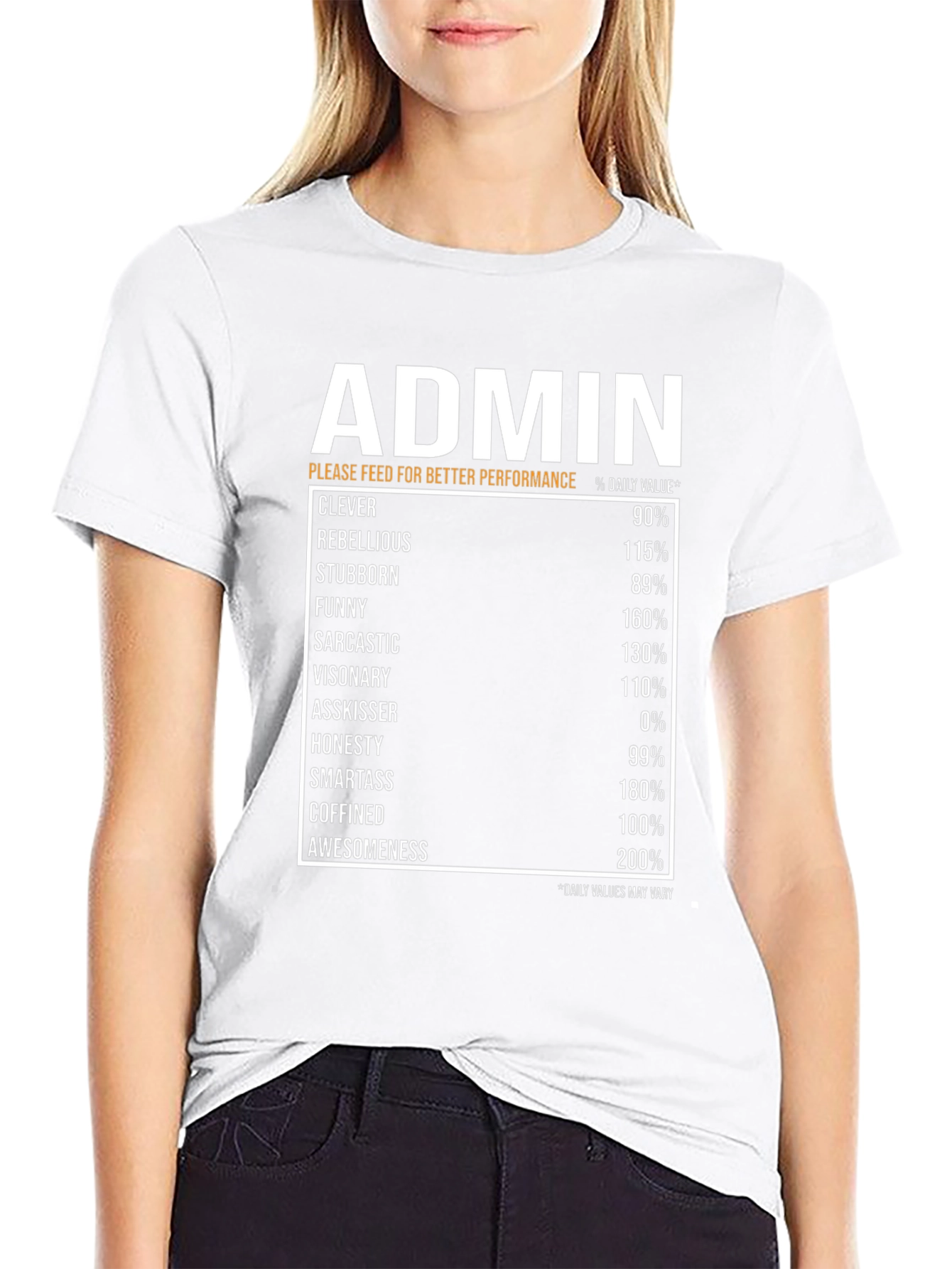 Admin Humor T-Shirt: Daily Value Breakdown