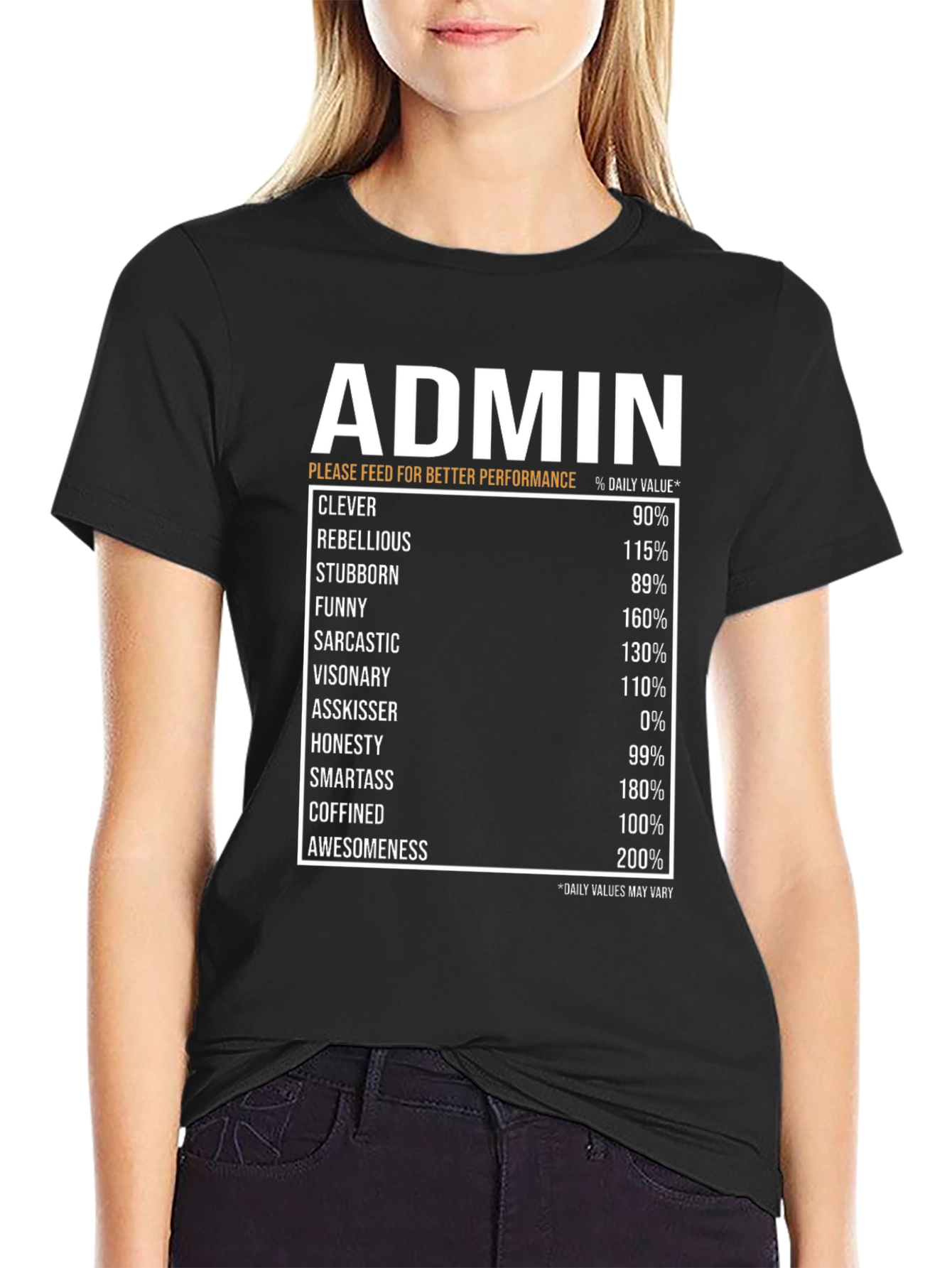 Admin Humor T-Shirt: Daily Value Breakdown